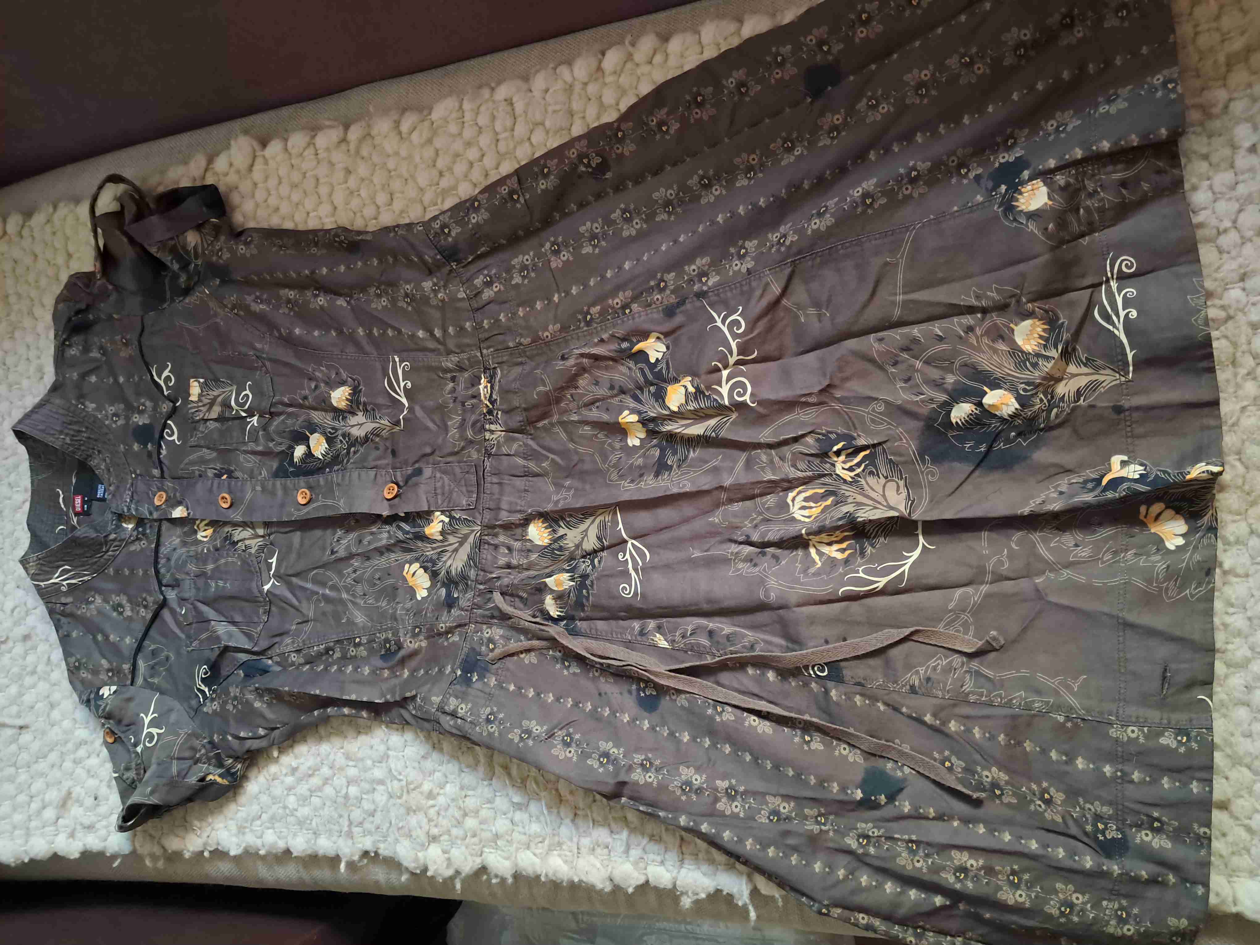 Vestido floral gris vintage