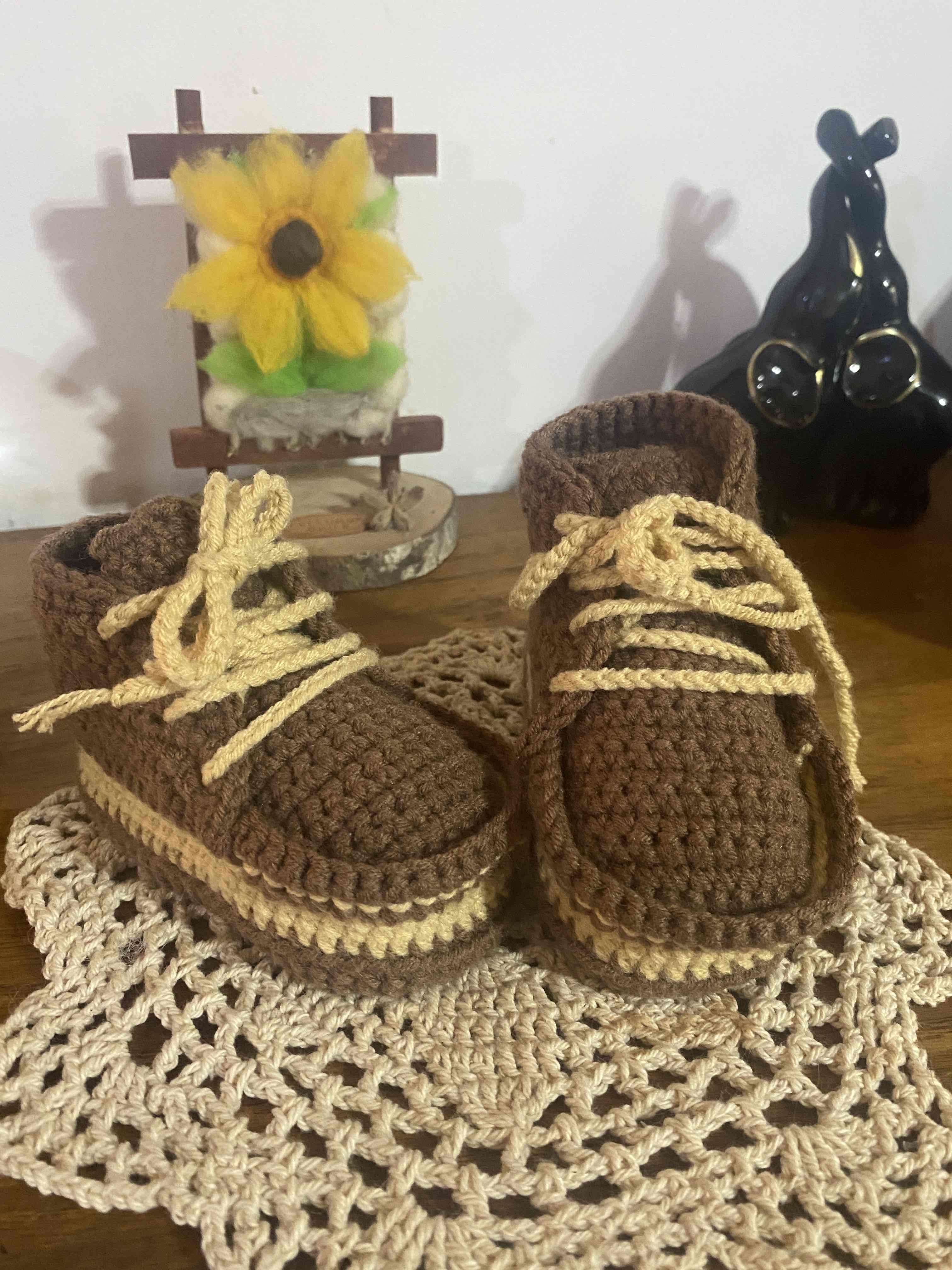 Botines de lana tejidos cafe - miniatura 3