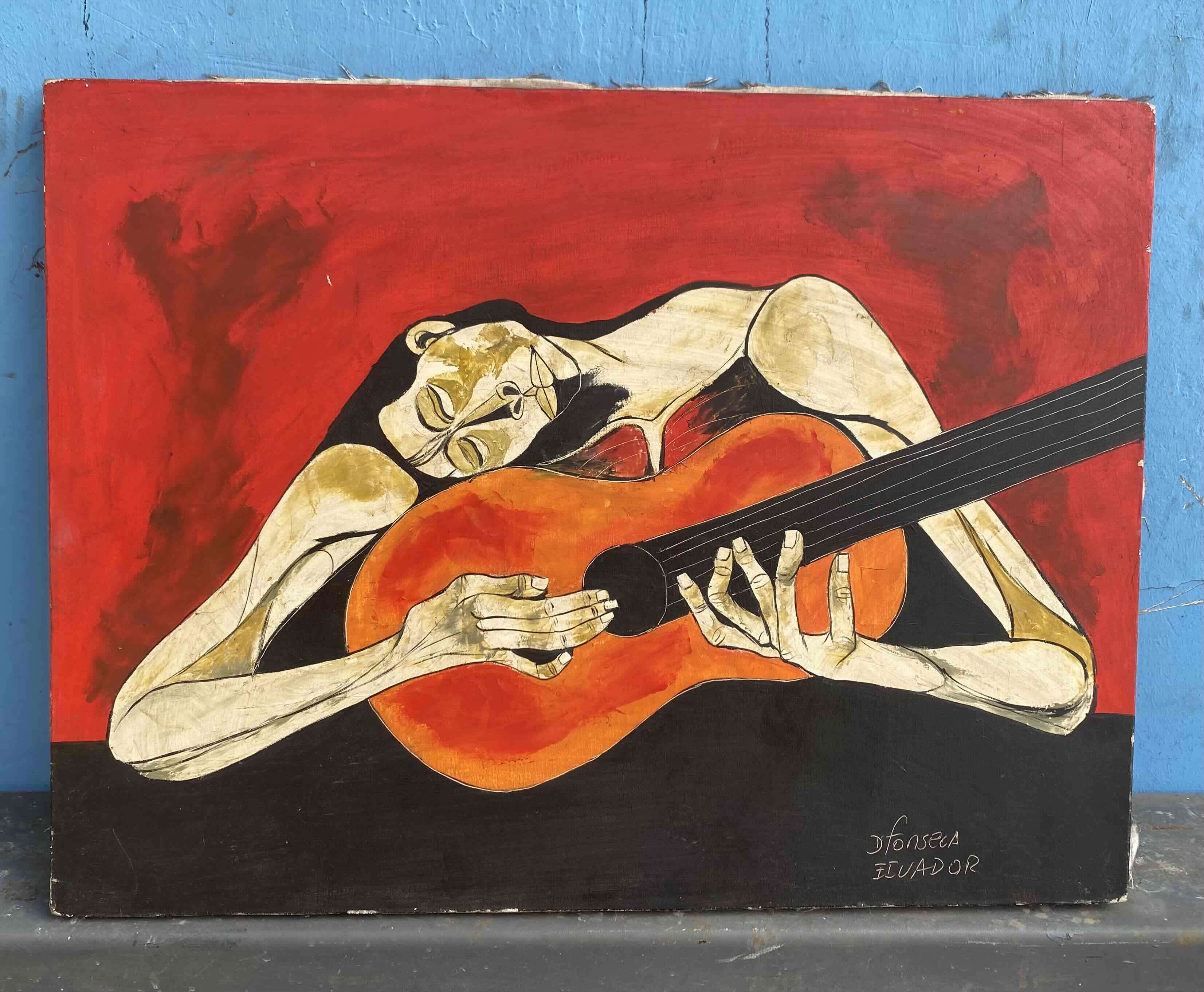 Cuadro de guitarra abstracto