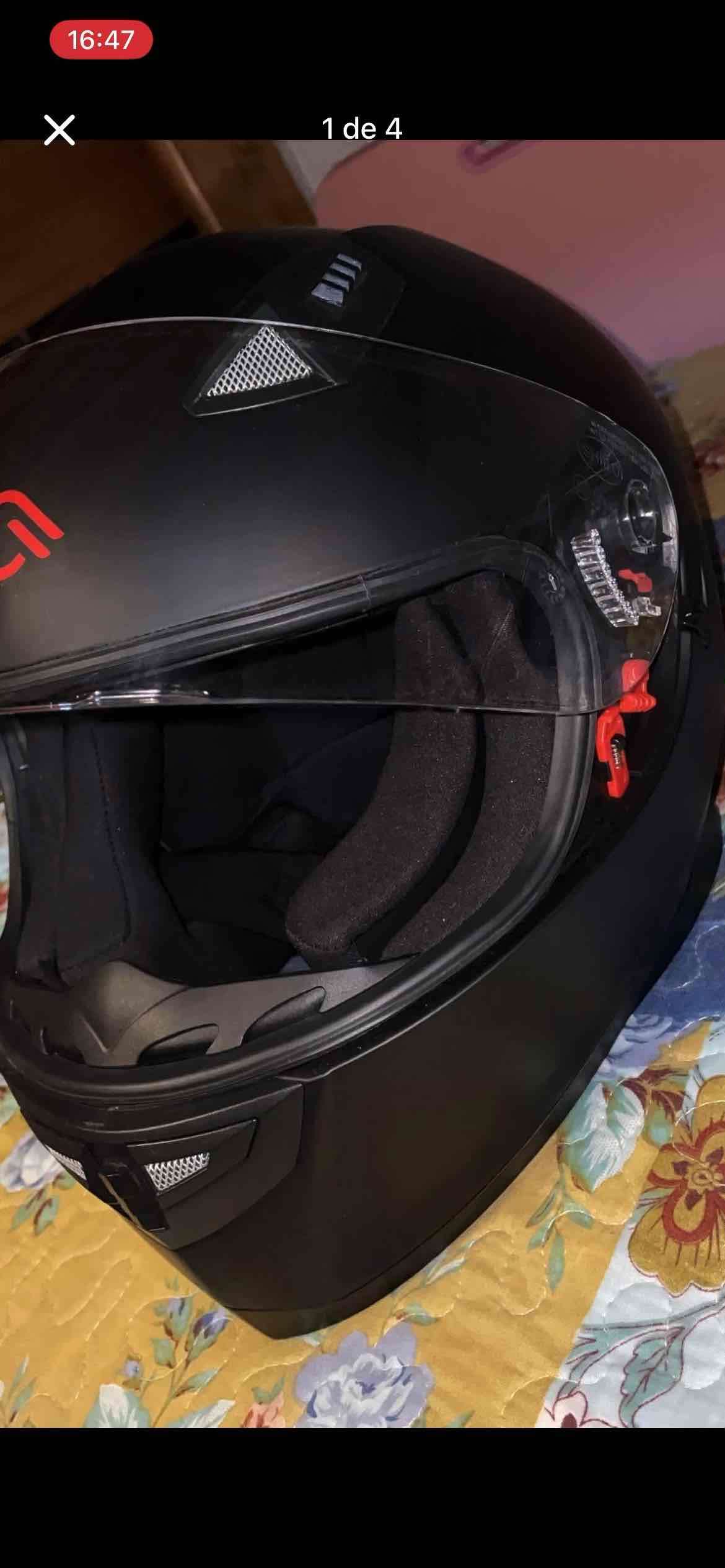 Casco de motocicleta negro con otejitas SHIRO - 2