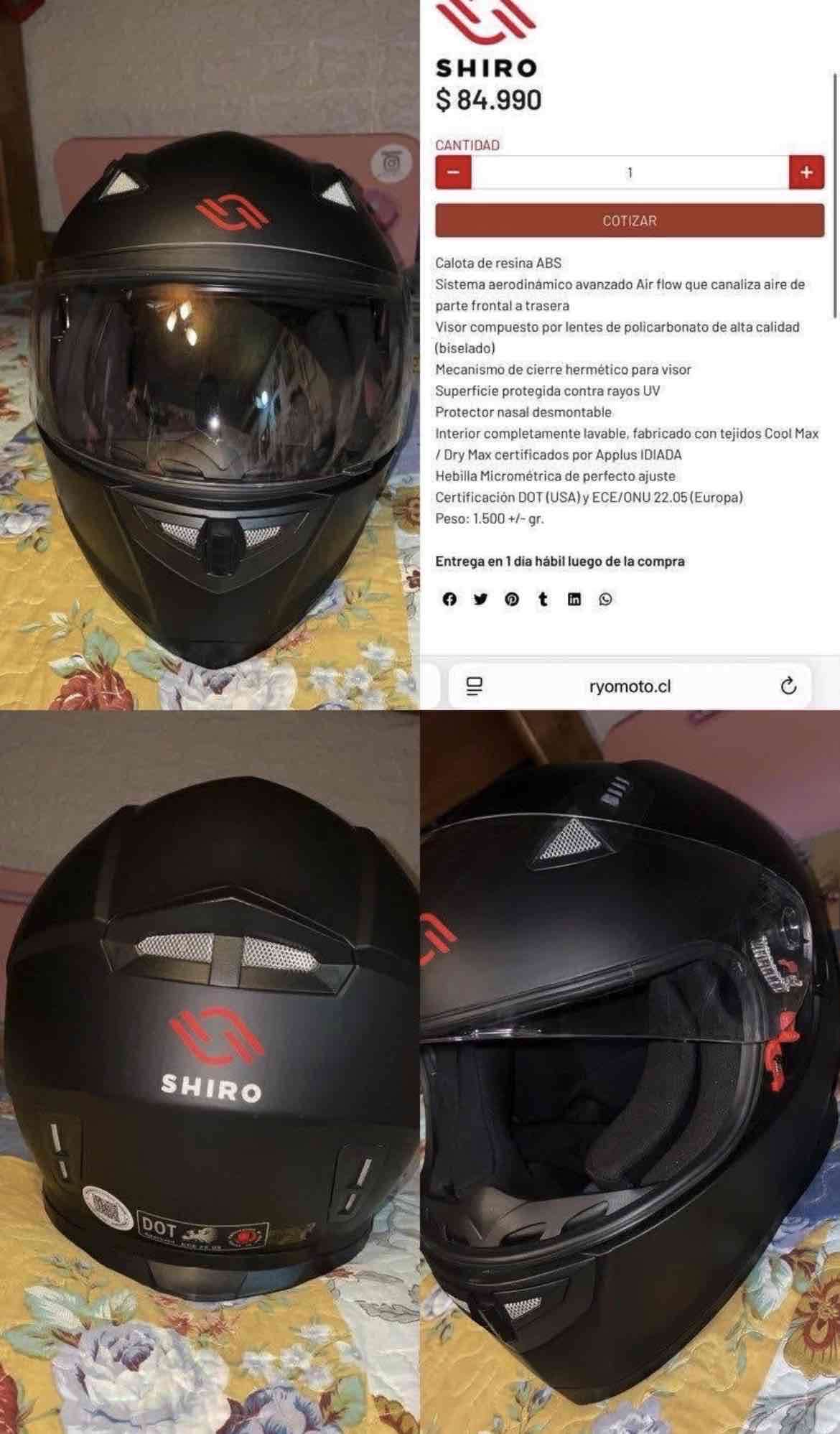 Casco de motocicleta negro con otejitas SHIRO - 5