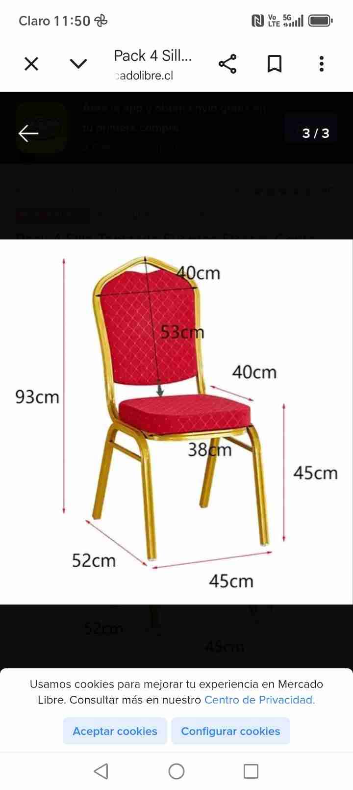 Silla metálica con cojín azul - miniatura 4