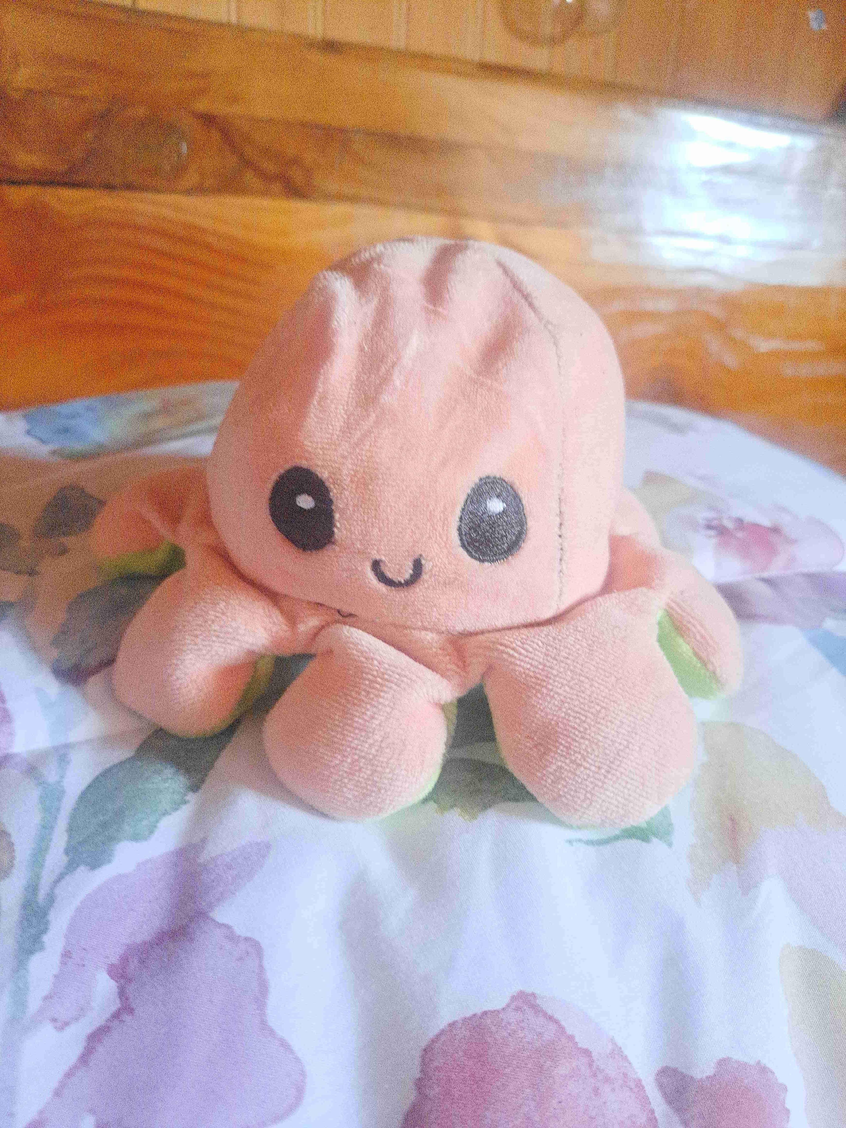 Peluche reversible pulpo rosado y verde