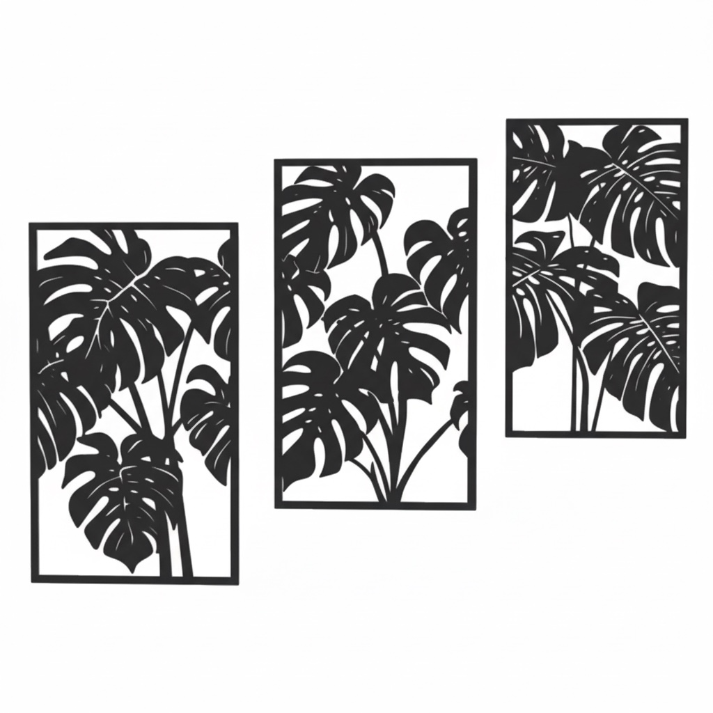 Conjunto de paneles decorativos de hojas monstera - miniatura 1