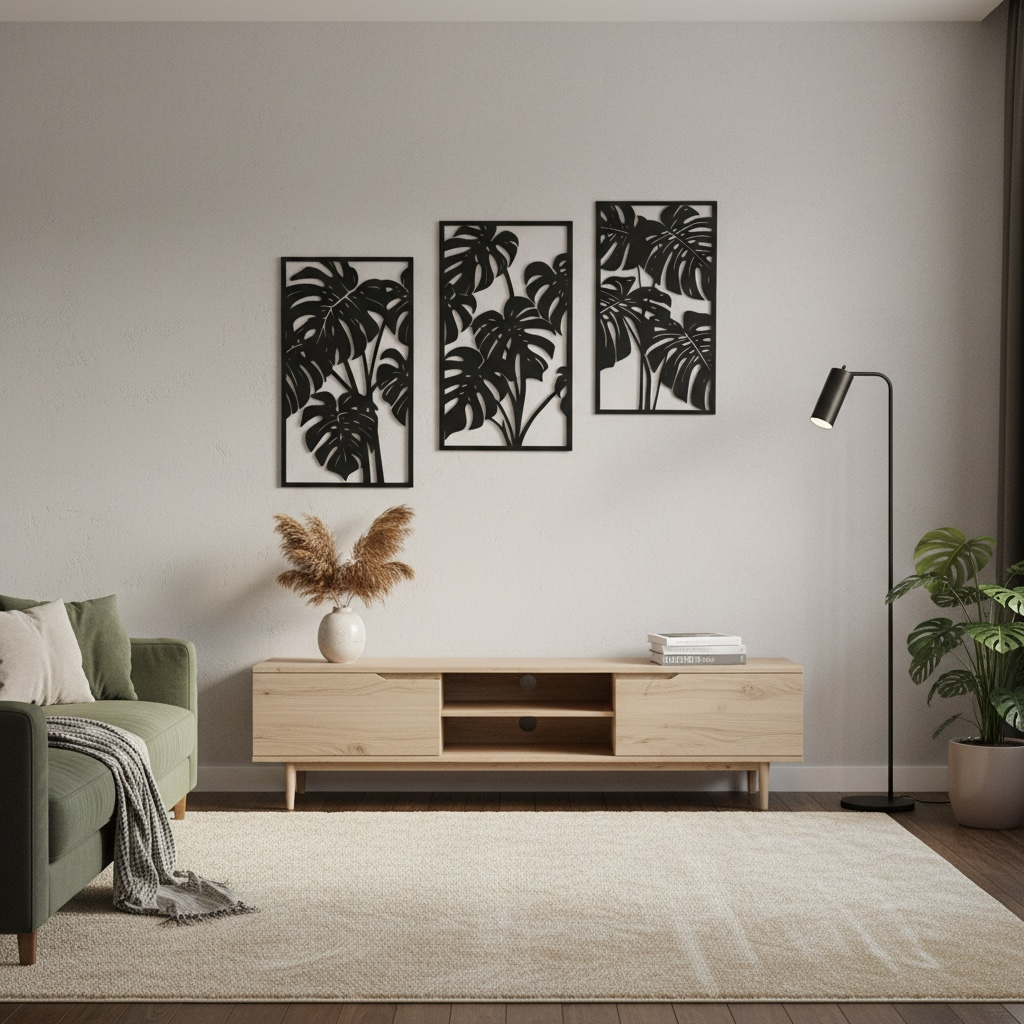 Conjunto de paneles decorativos de hojas monstera - miniatura 3