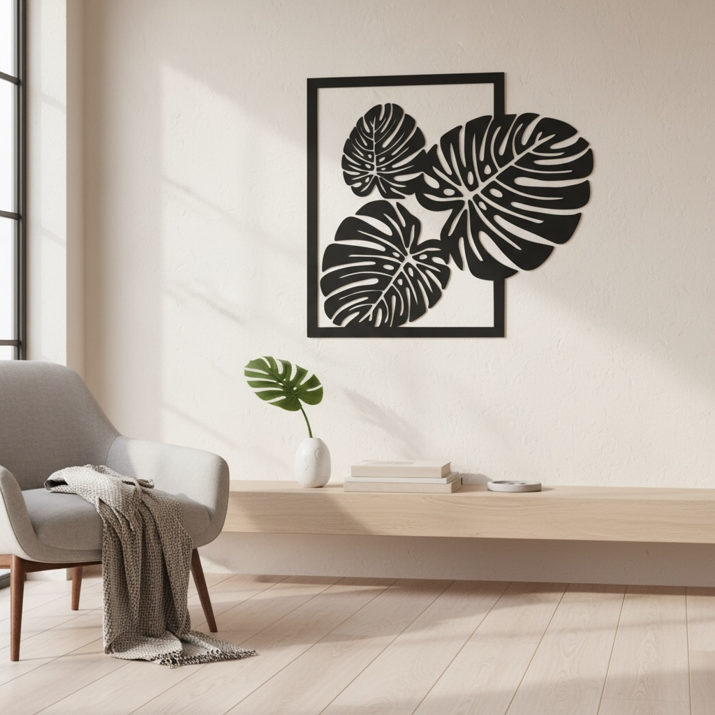 Cuadro decorativo hojas de monstera - miniatura 3