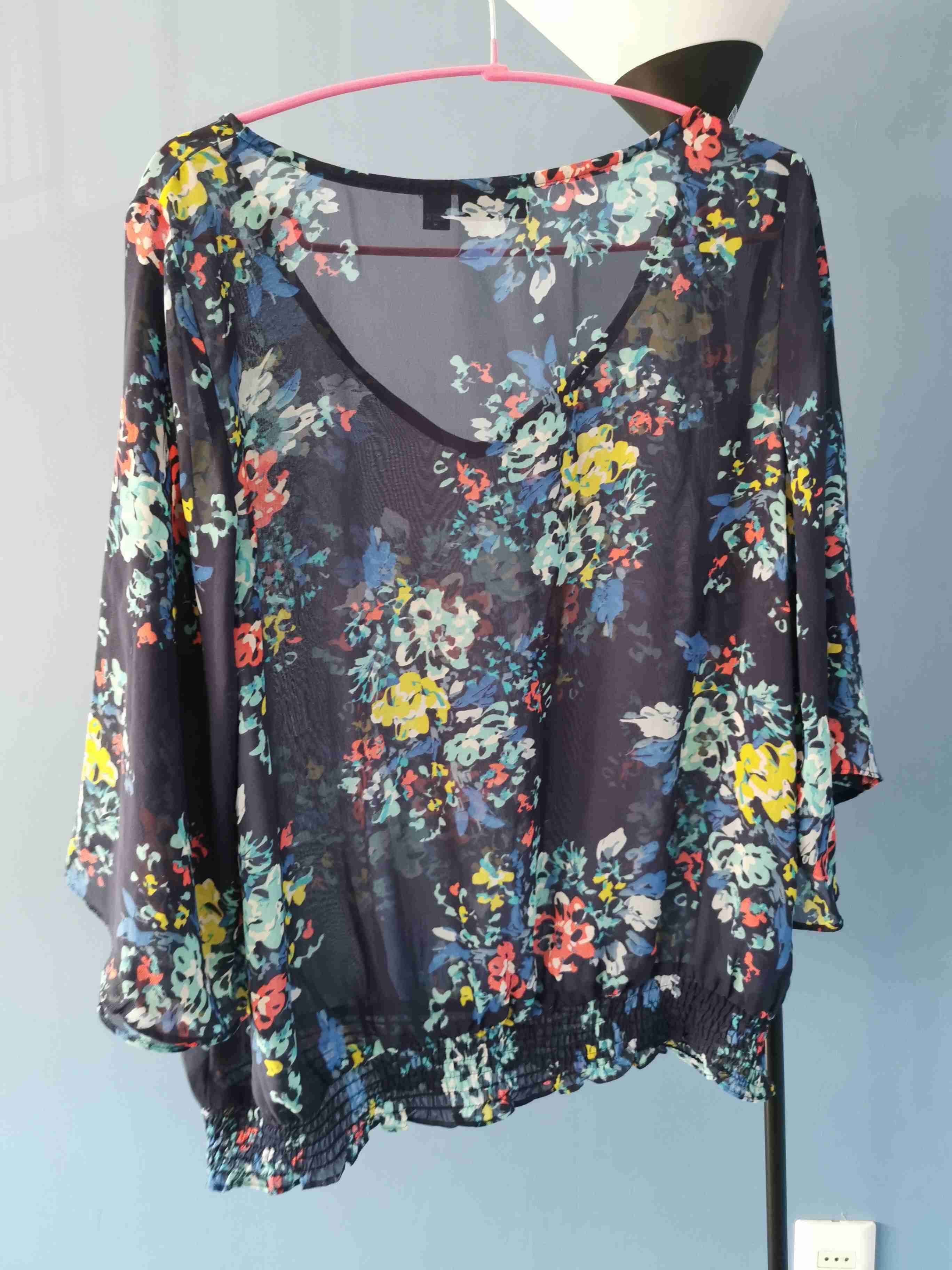 Blusa floral sheer multicolor transparente - miniatura 2