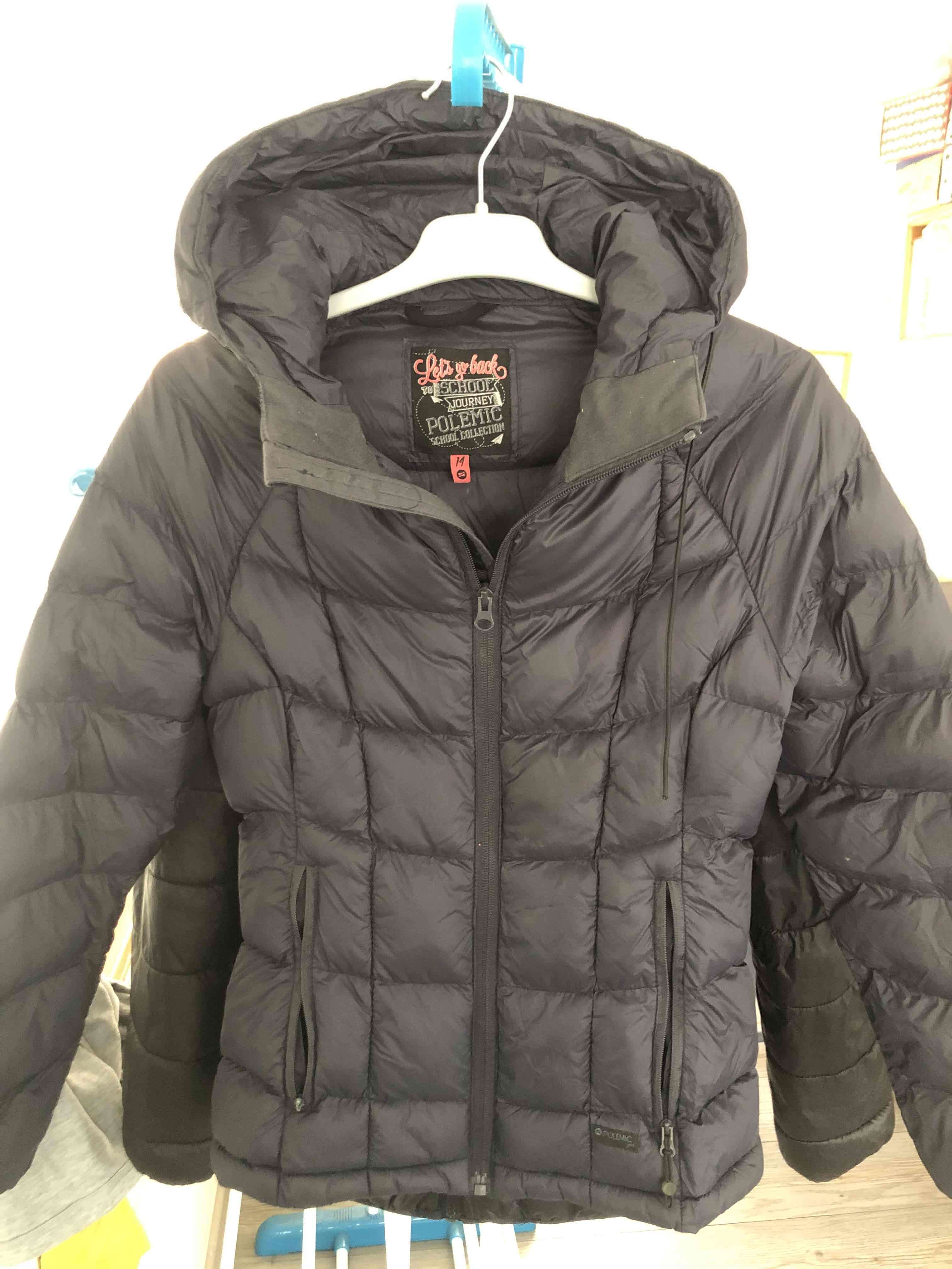 Parka pluma,  polemic azul marina, con gorro - miniatura 2