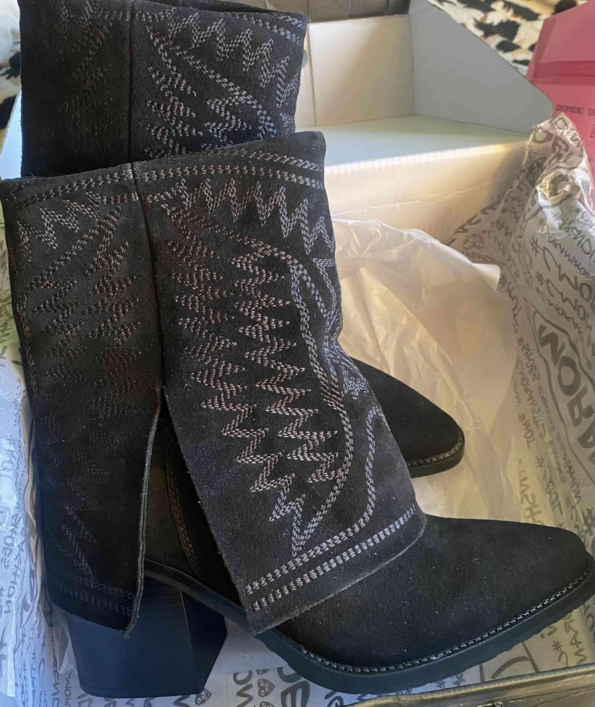 Botines negros con diseño bordado - miniatura 1