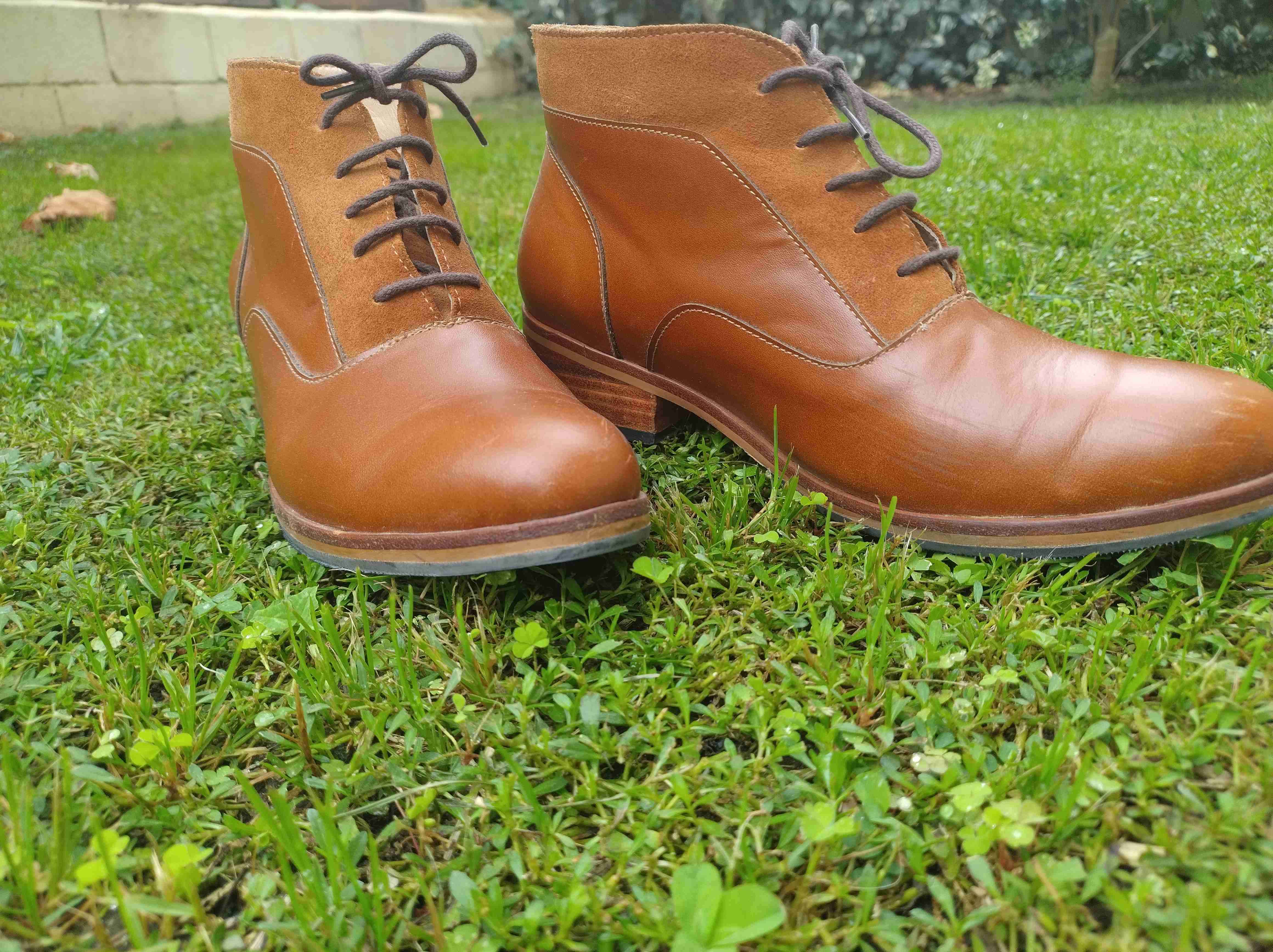 Zapatos botines de cuero marrón - miniatura 1