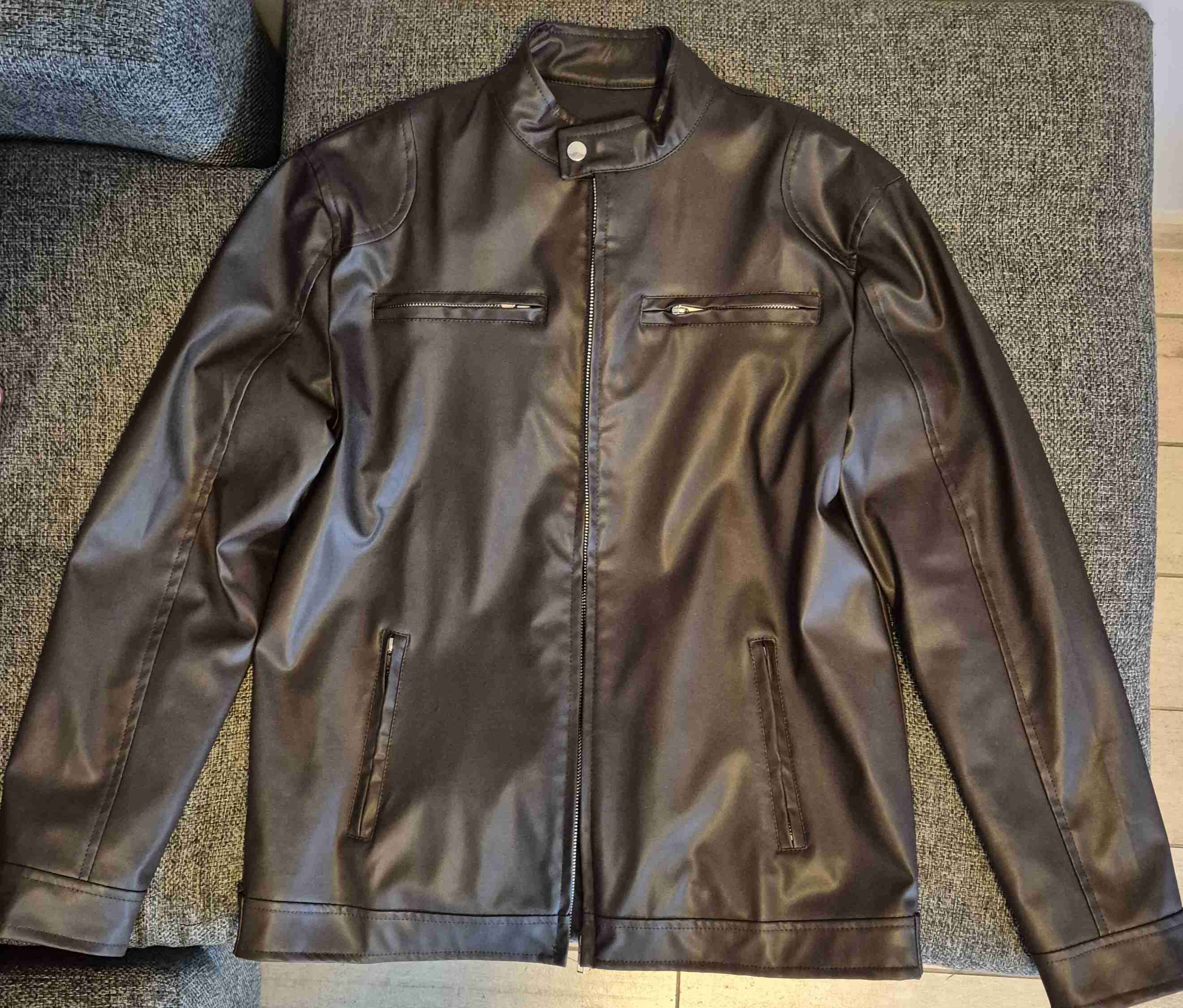 Chaqueta de cuero sintético cafe - miniatura 1