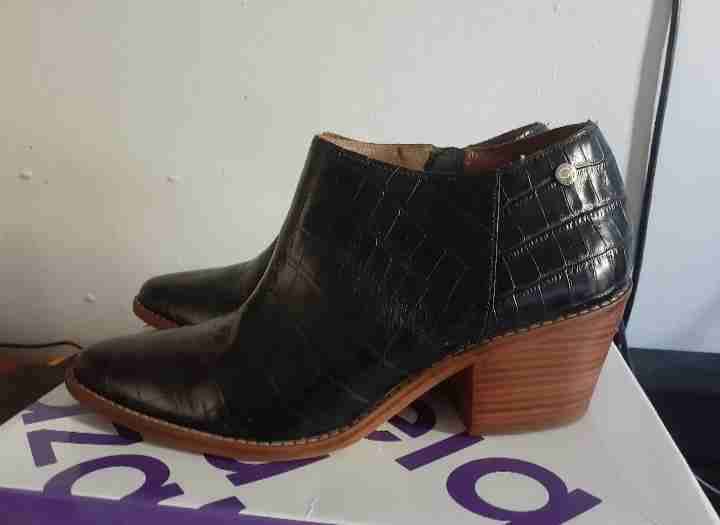 Botines negros de cuero reptil - miniatura 5