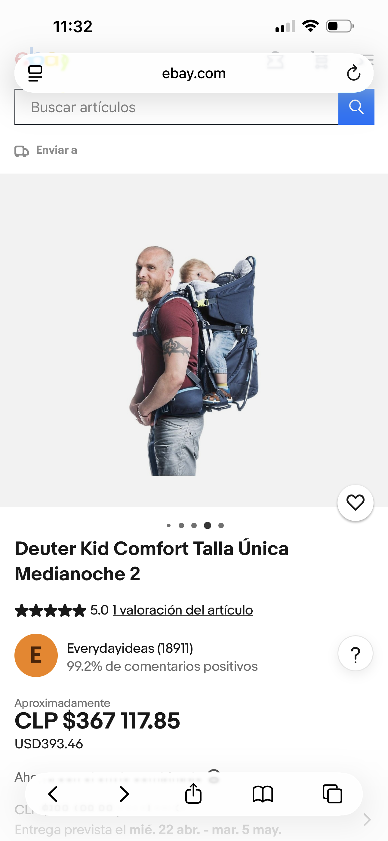 Mochila portabebé azul - 2