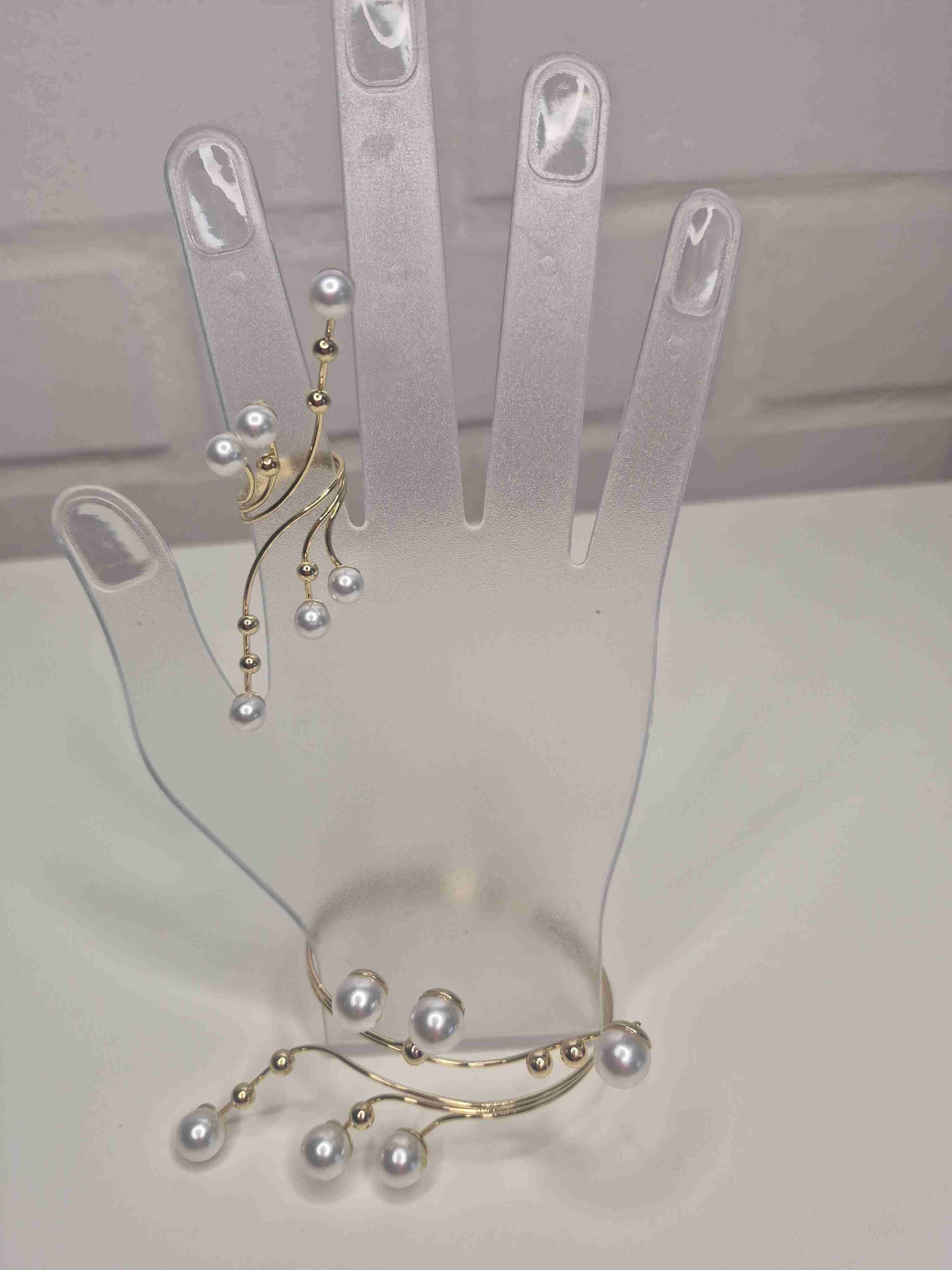 Conjunto de joyería perlas doradas - miniatura 4