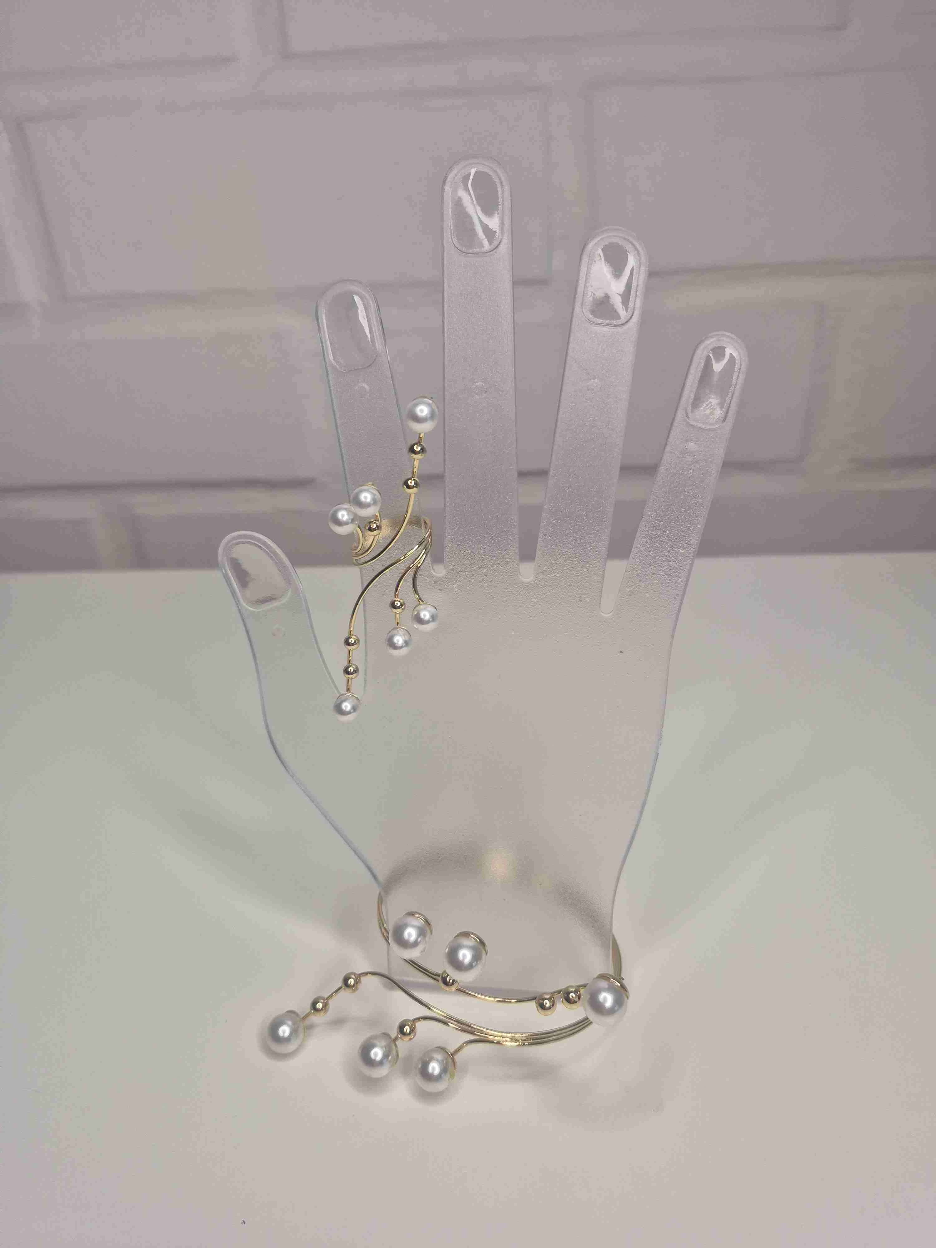 Conjunto de joyería perlas doradas - miniatura 6