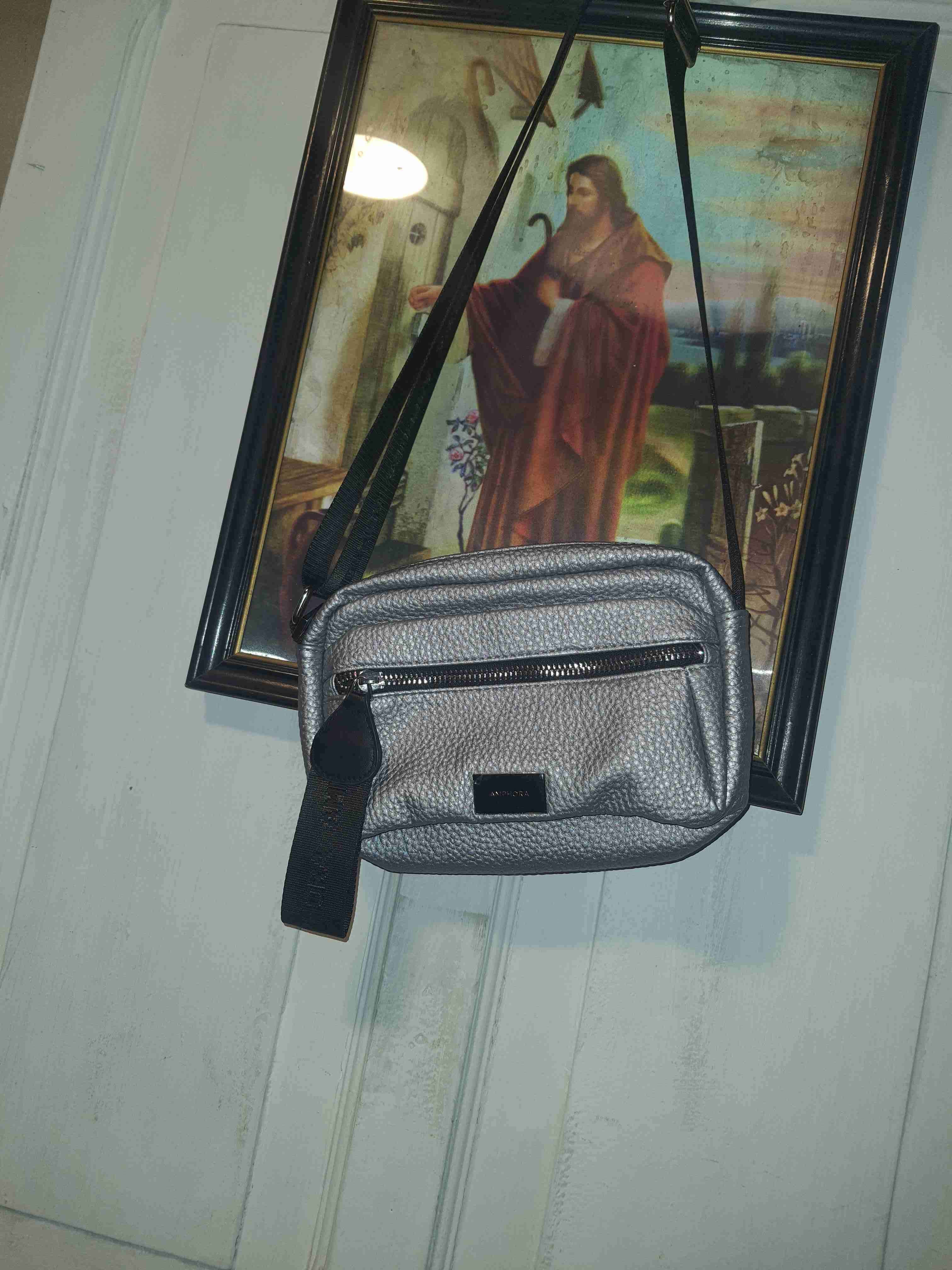 Cartera bandolera plateada Amphora - miniatura 2