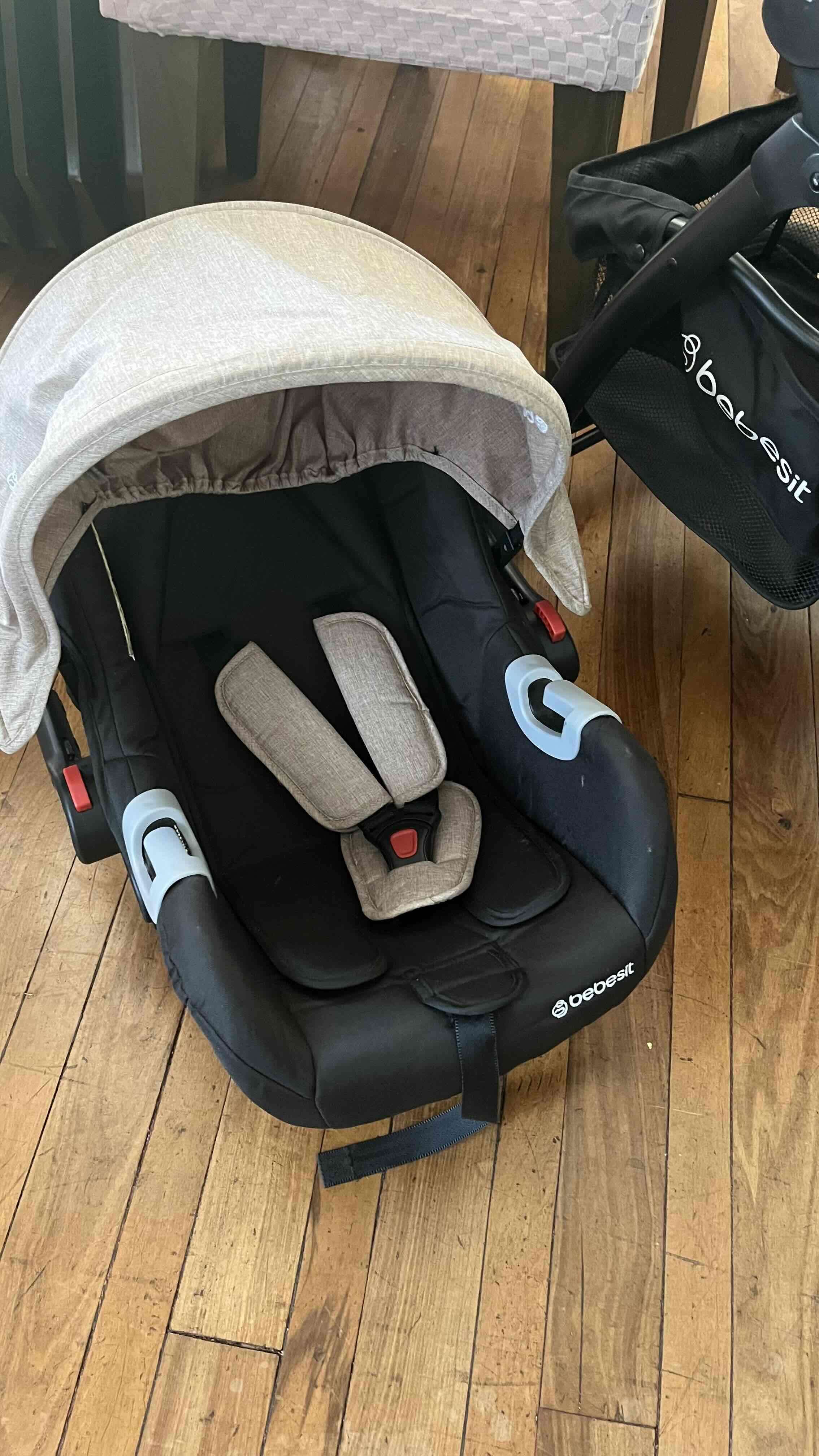 Coche de bebé Bebesit beige y negro - miniatura 3