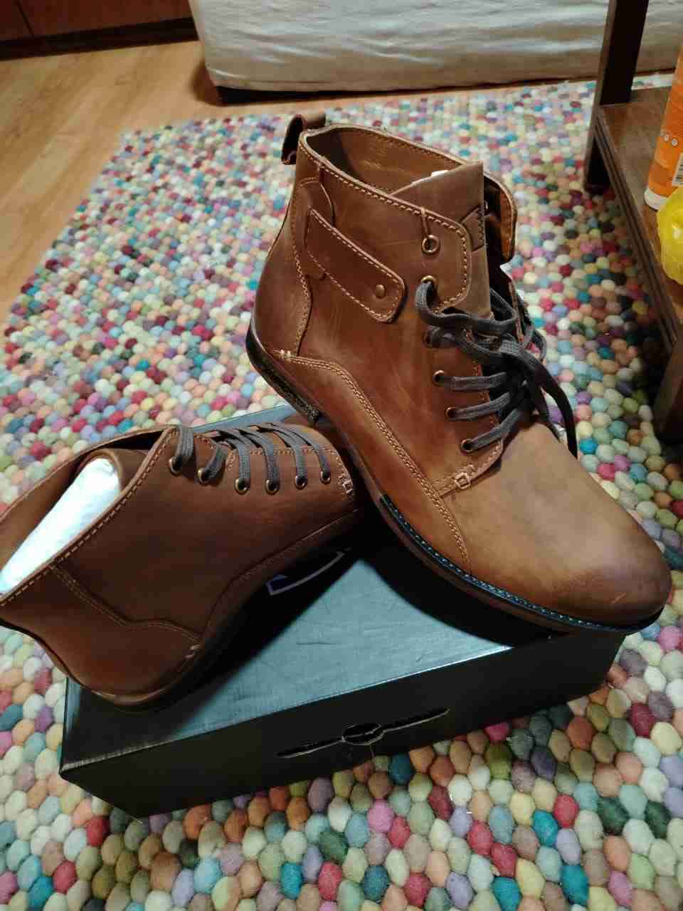 Botines de cuero café - miniatura 1