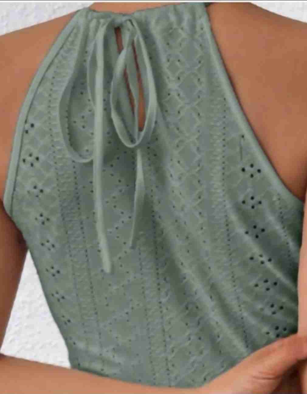 Top verde de encaje crochet - miniatura 2