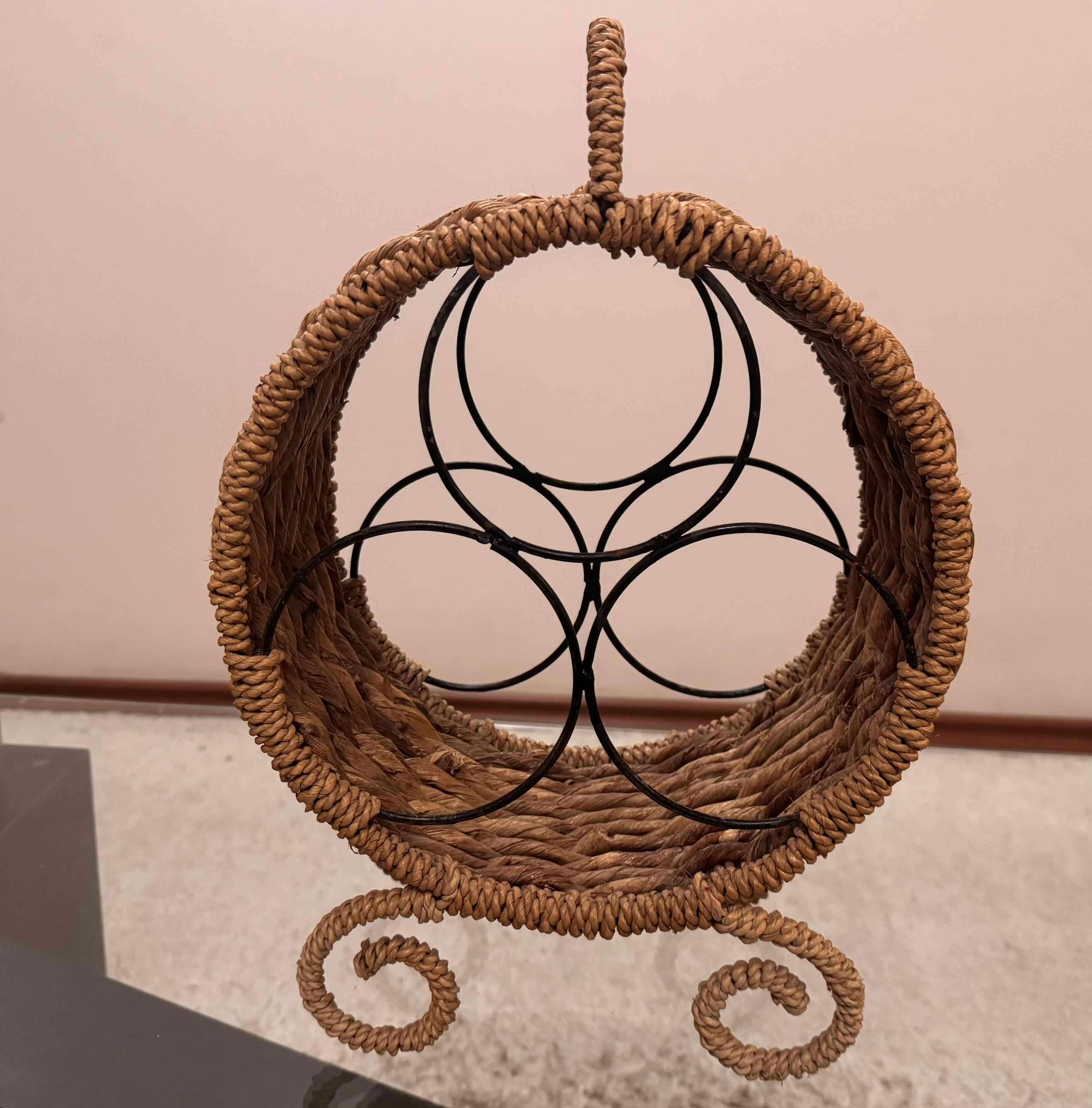 Portabotellas de mimbre y metal - miniatura 3