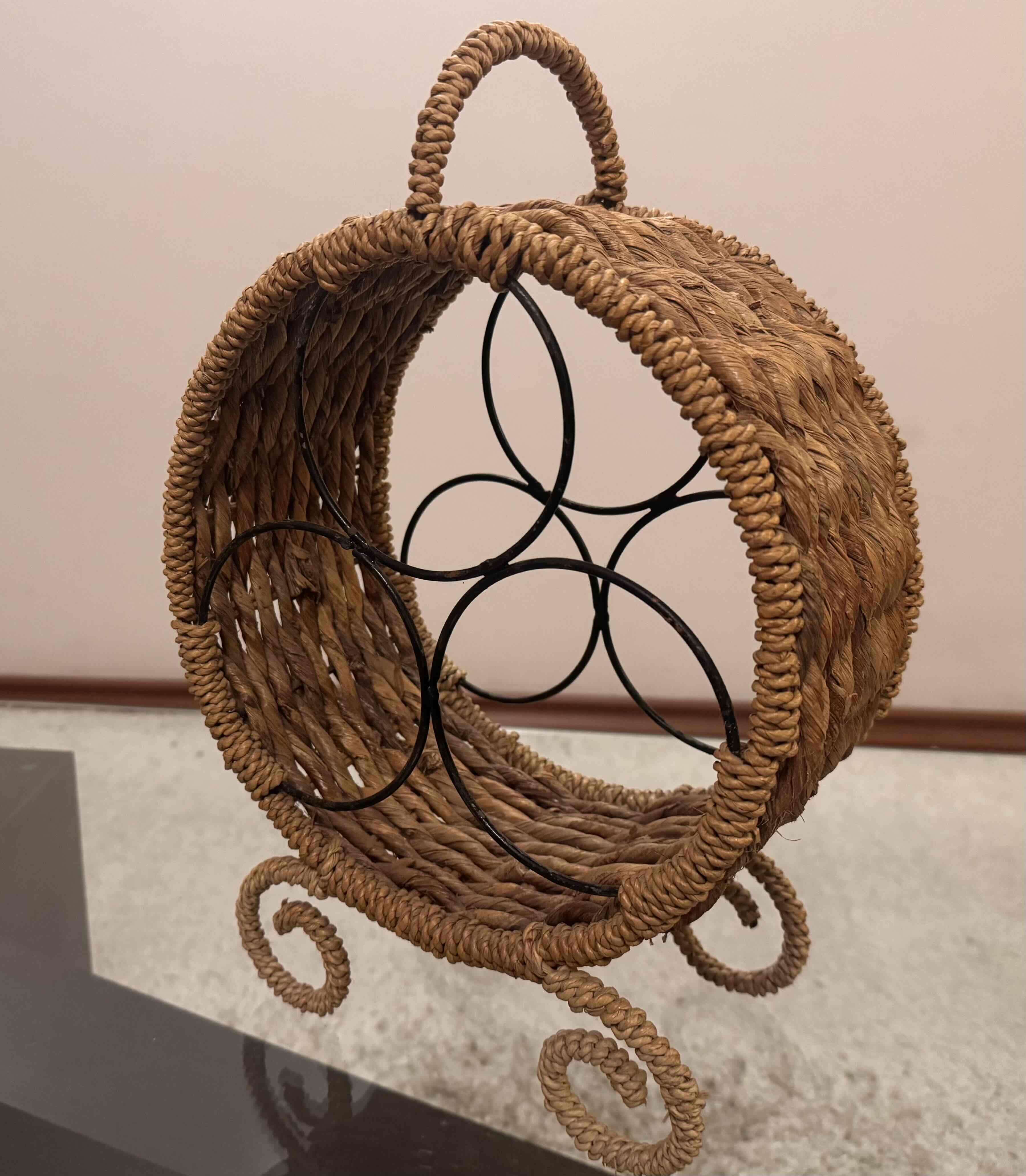 Portabotellas de mimbre y metal - miniatura 4