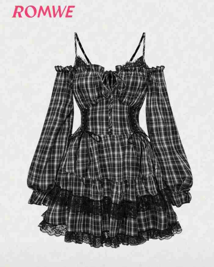 Vestido Romwe cuadros negro