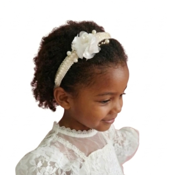 Vestido de niña blanco encaje +Diadema - miniatura 3