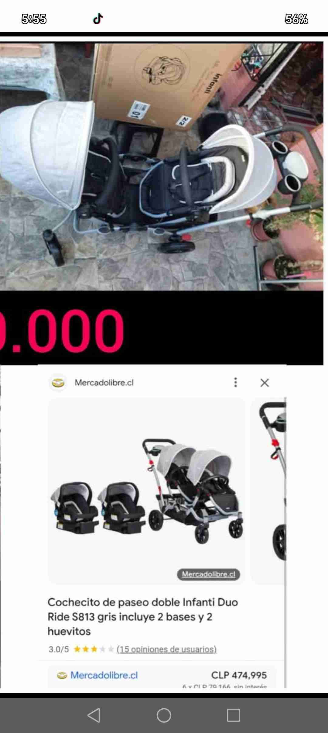 Cochecito doble Infanti gris casi nuevo