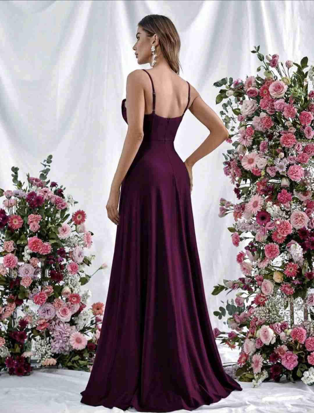 Vestido largo morado elegante - 2