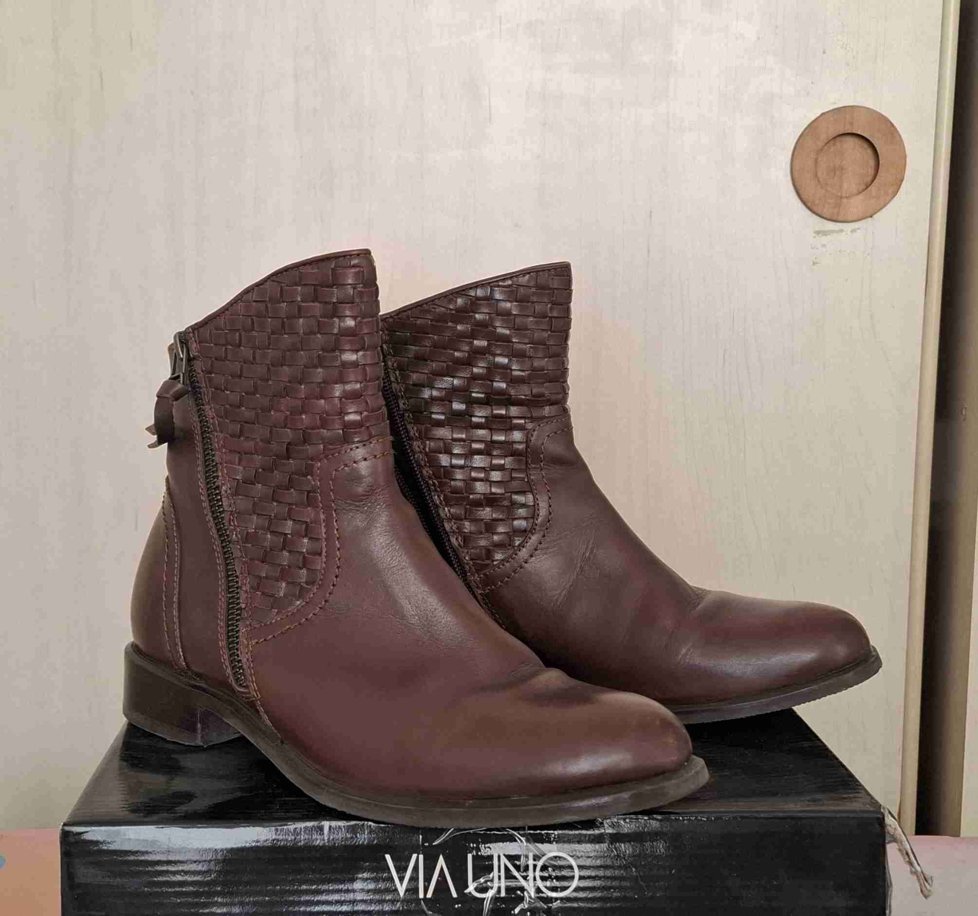 Botines de cuero Via Uno marrón - miniatura 1