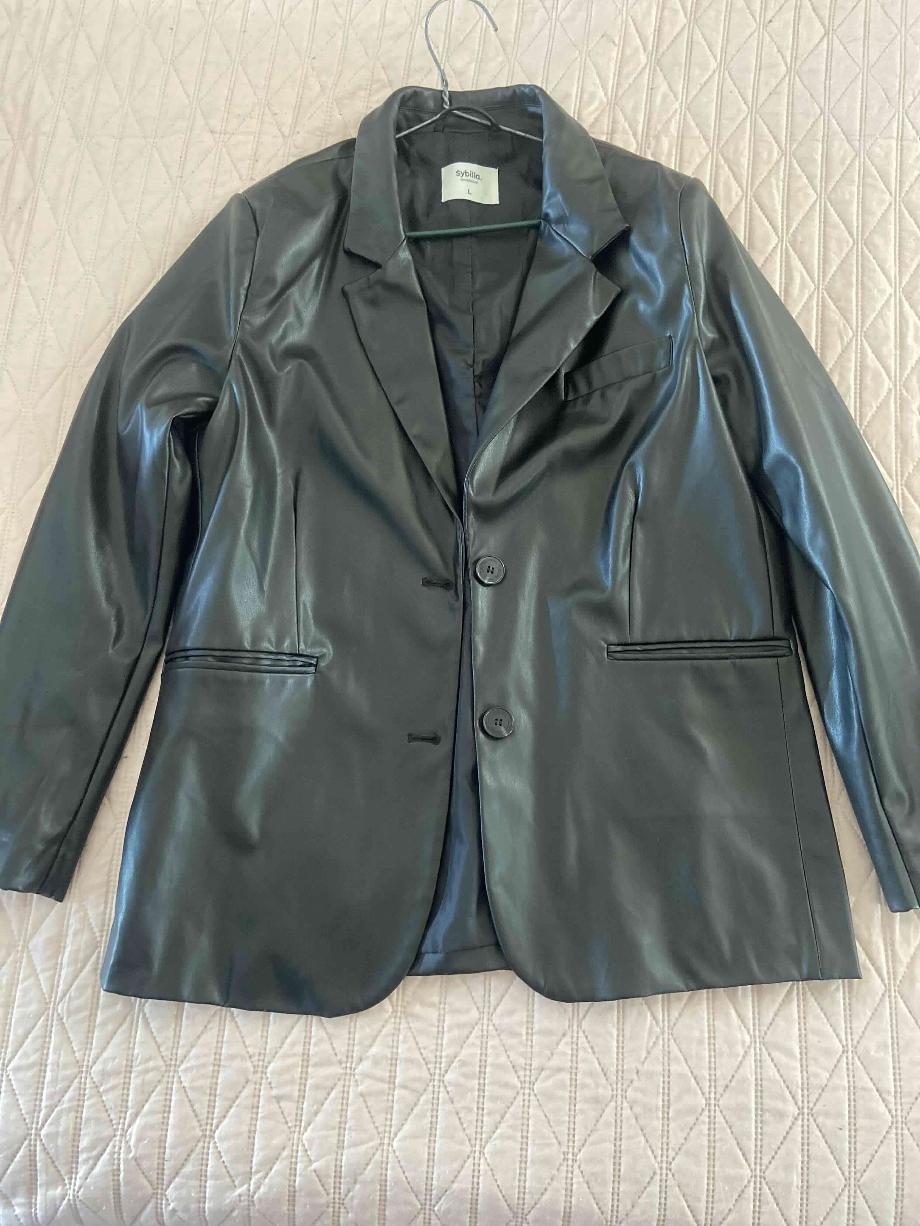 Blazer negro estilo cuero - miniatura 1