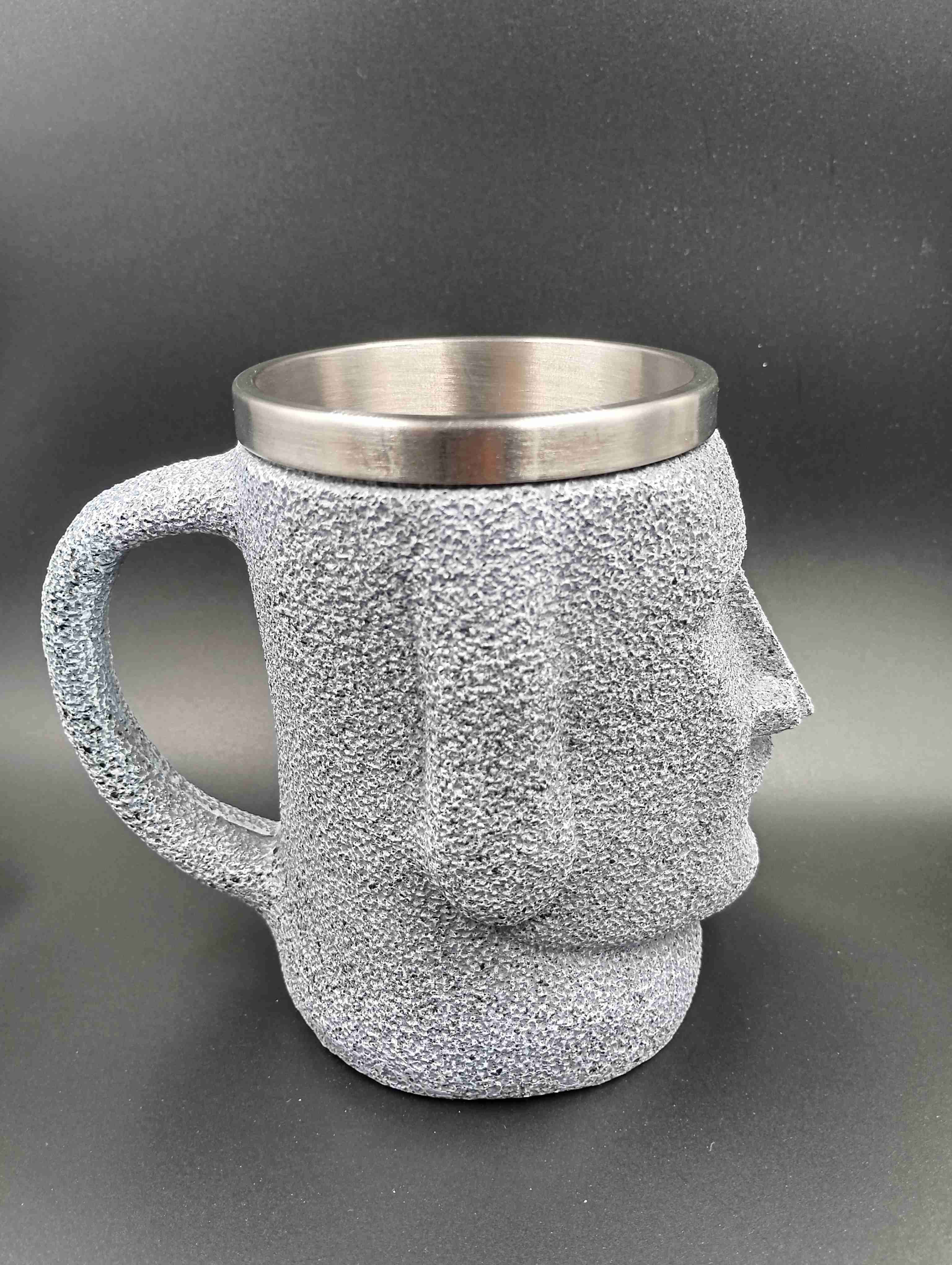 Tazón Mug Cara Moai Isla De Pascua 3D Acero Inoxid - miniatura 2