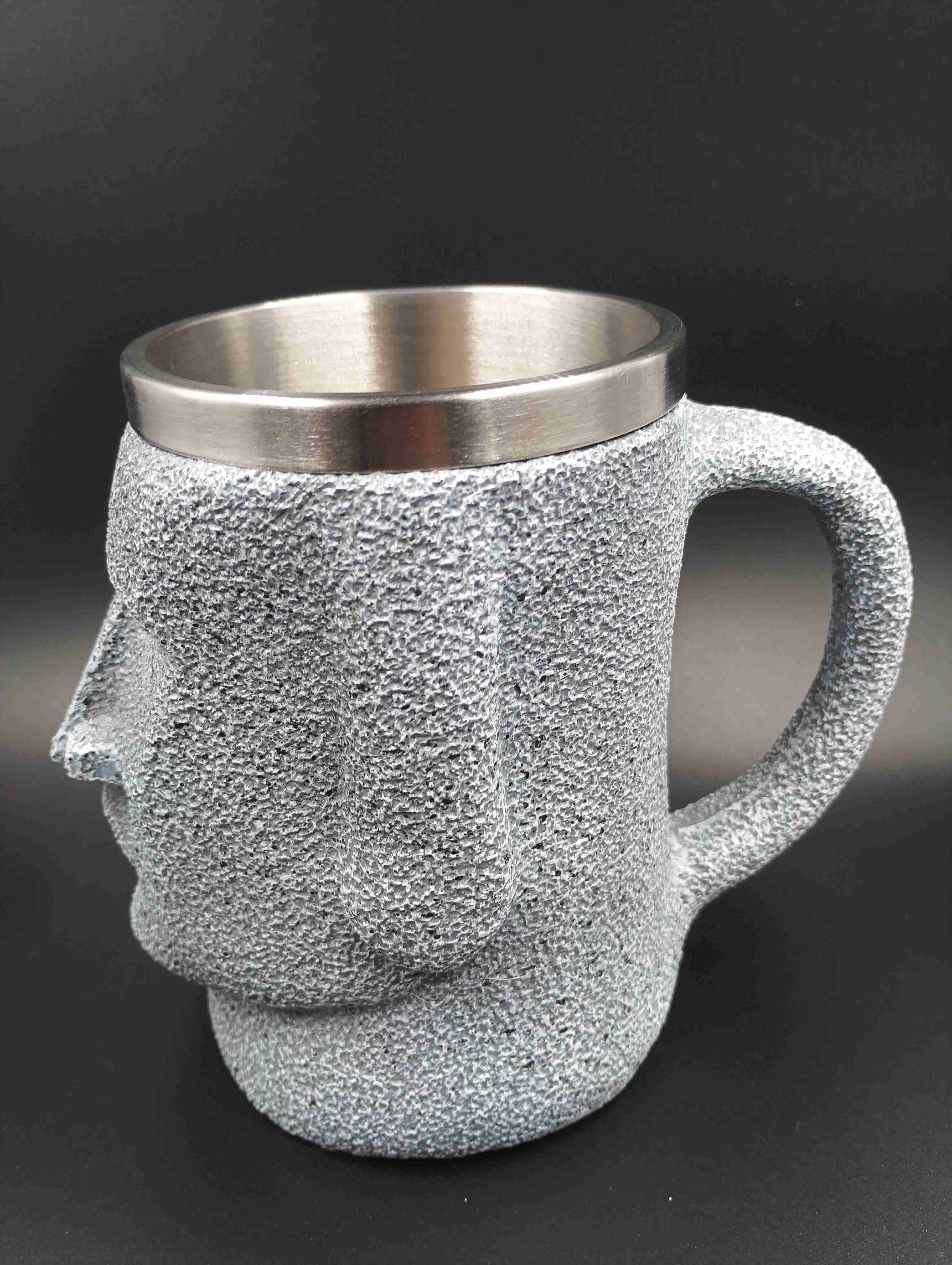 Tazón Mug Cara Moai Isla De Pascua 3D Acero Inoxid - miniatura 3