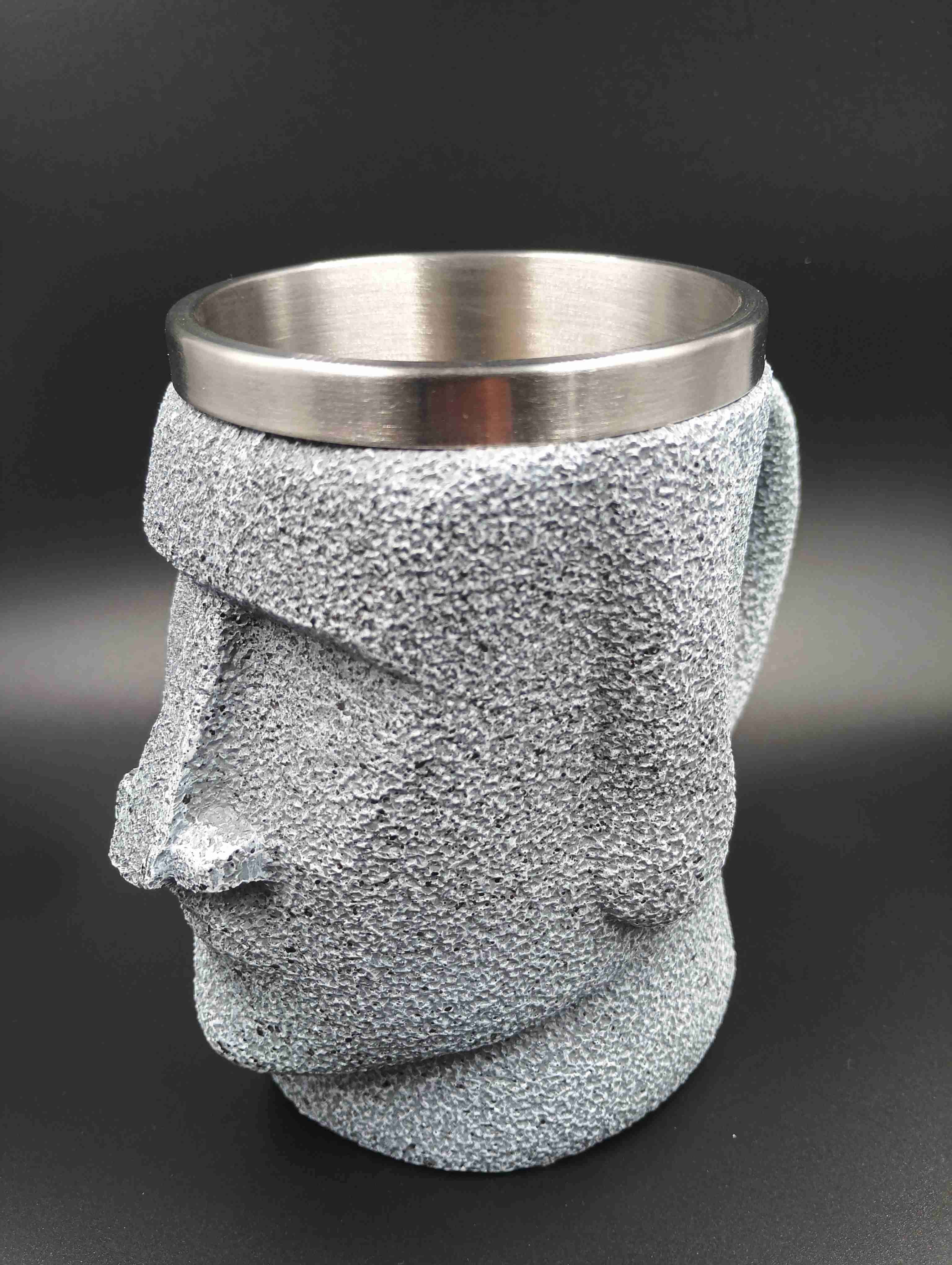 Tazón Mug Cara Moai Isla De Pascua 3D Acero Inoxid - miniatura 5