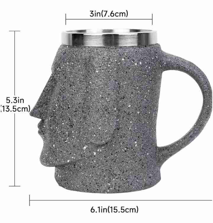 Tazón Mug Cara Moai Isla De Pascua 3D Acero Inoxid - miniatura 6