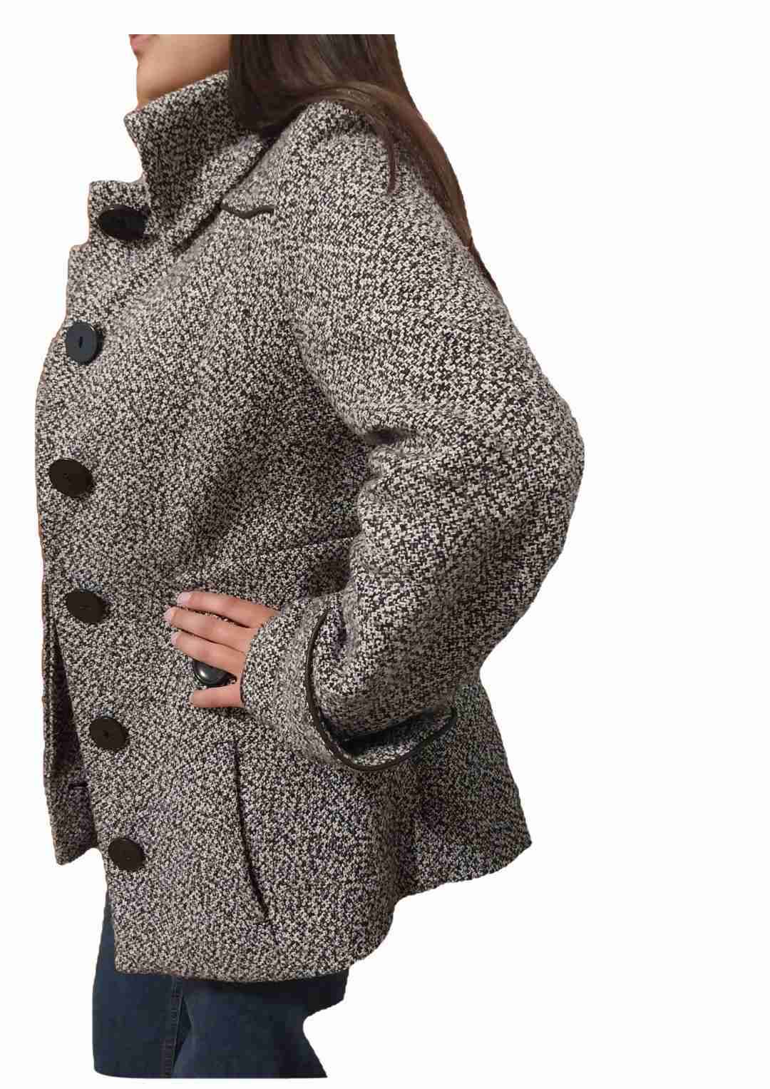 Abrigo de lana puntilleo blanco y negro - miniatura 2