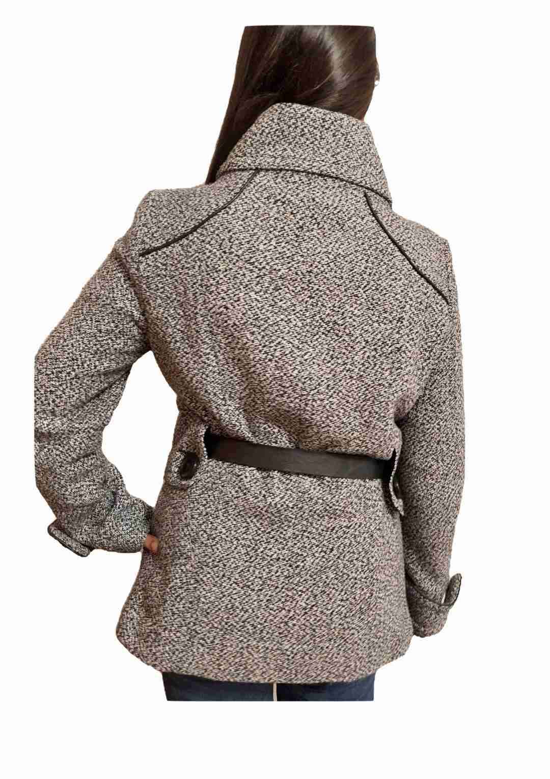 Abrigo de lana puntilleo blanco y negro - miniatura 3