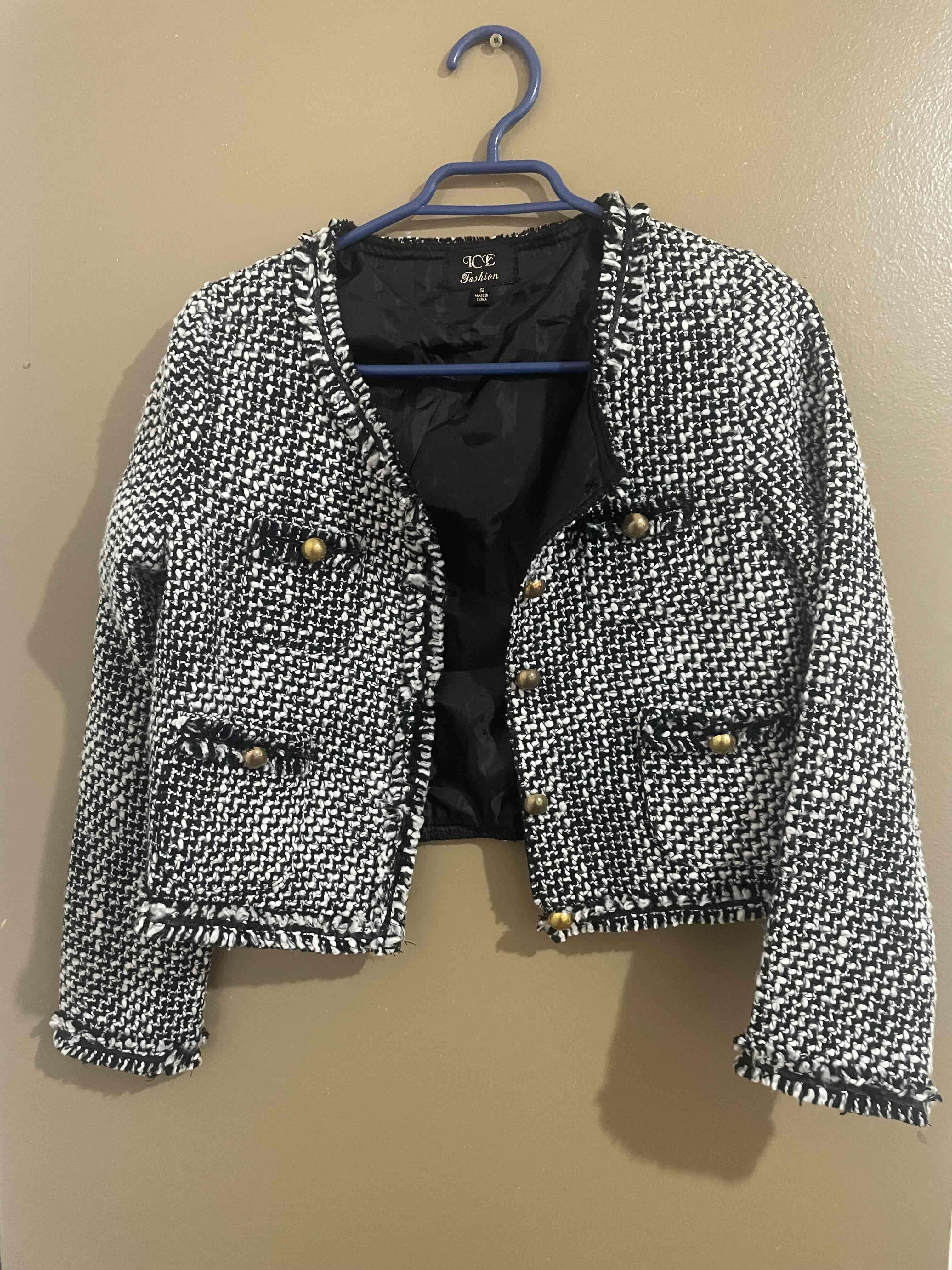 Chaqueta tweed blanco y negro - miniatura 1