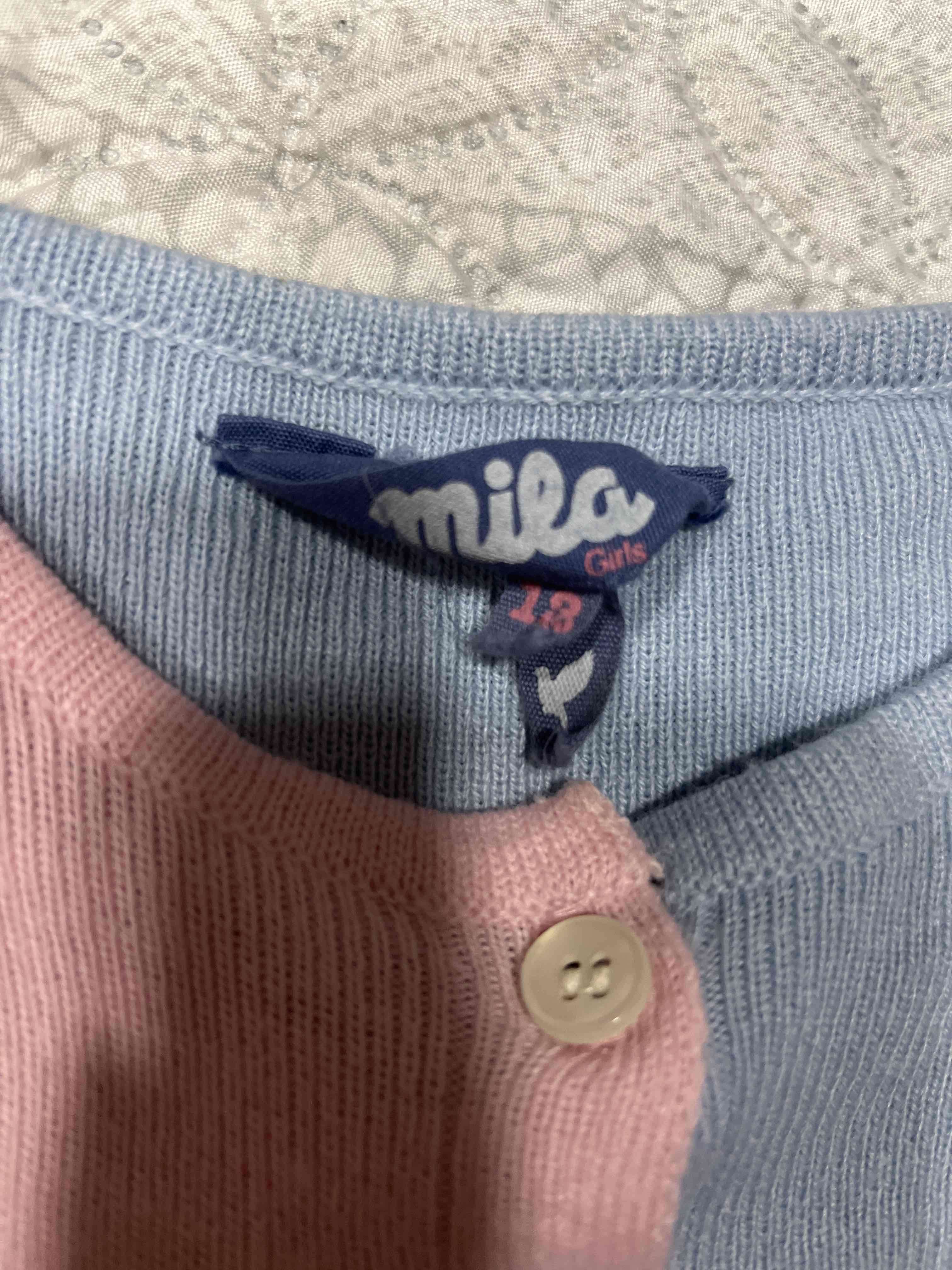 Cárdigan bicolor rosado y azul - miniatura 3