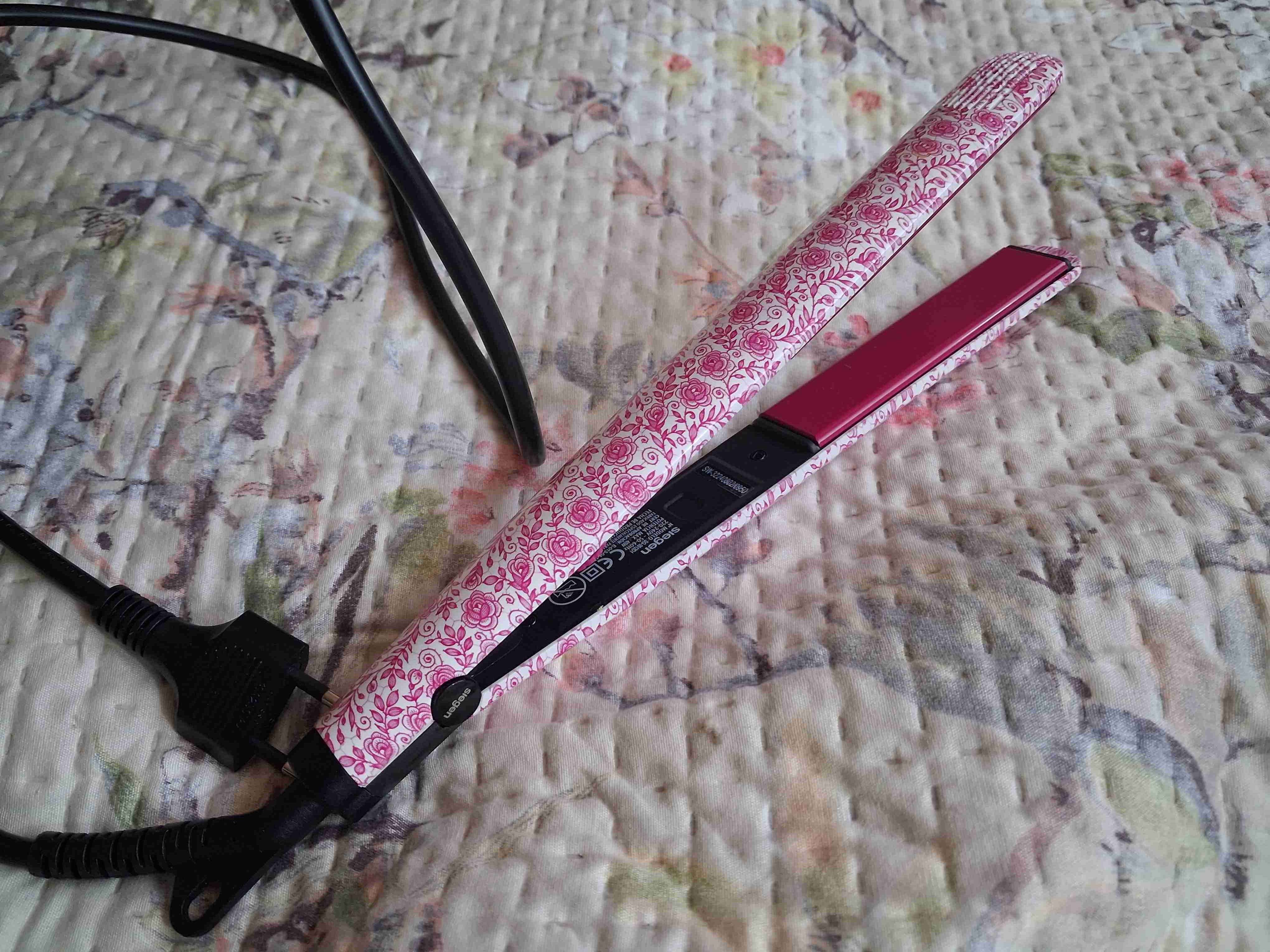 Plancha de pelo rosa floral - 1