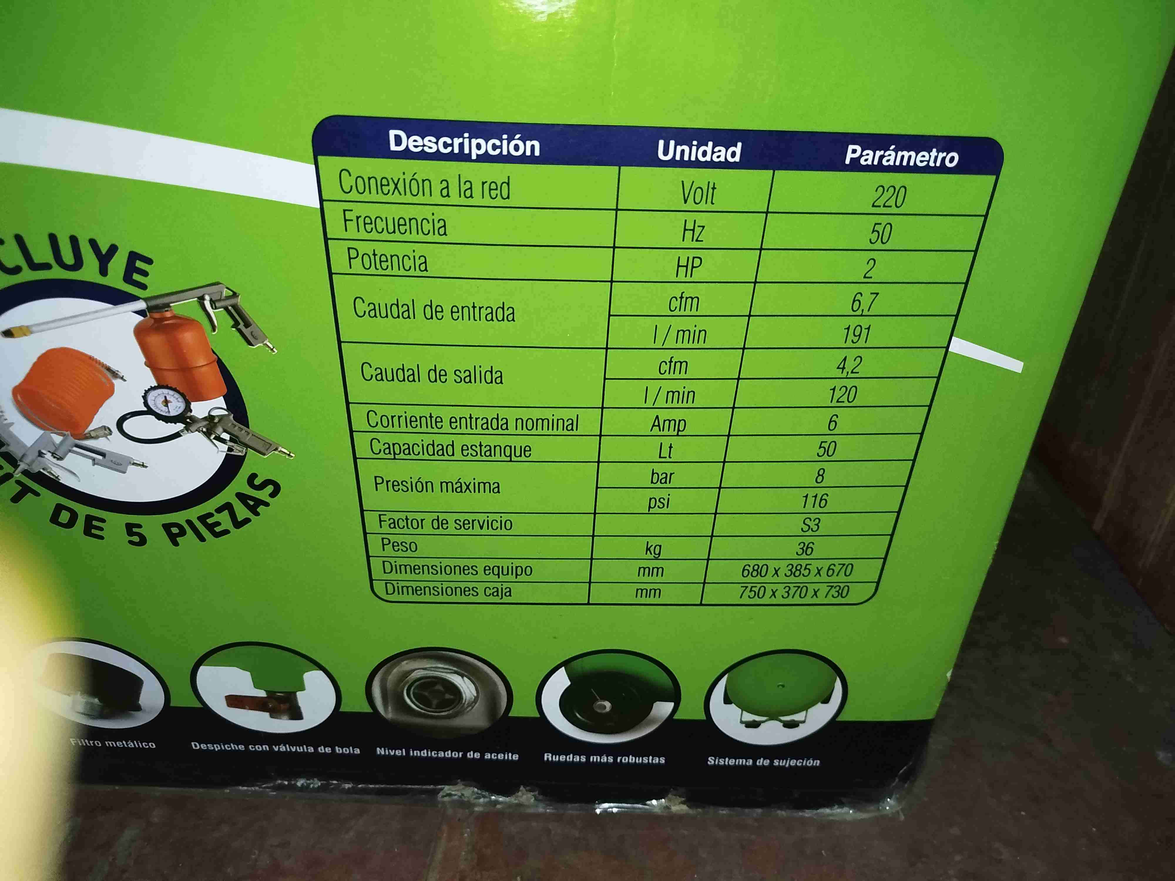 Compresor de aire Indura Huracan 1.520 pro2 - miniatura 4