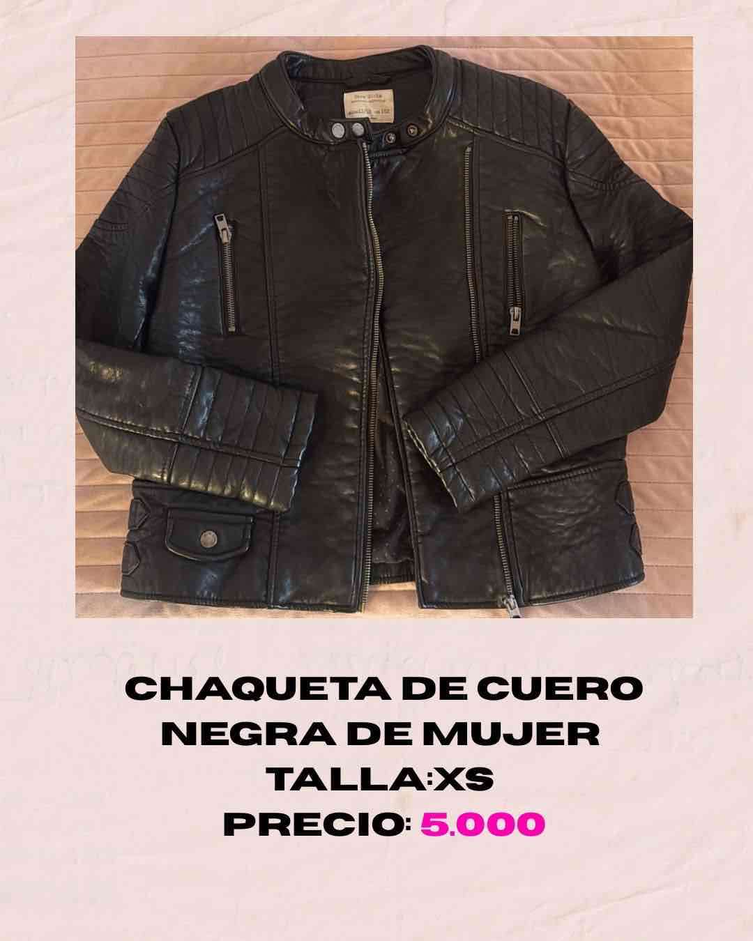 Chaqueta de cuero negra XS