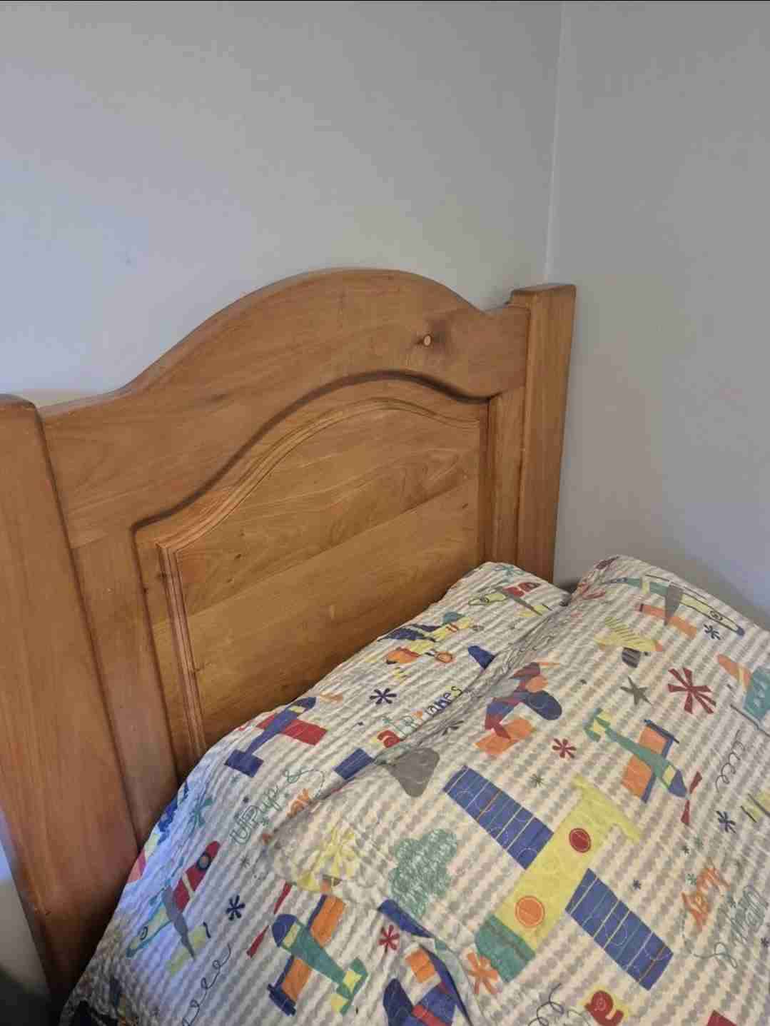 Cama de madera 1 plaza con colchón - miniatura 2