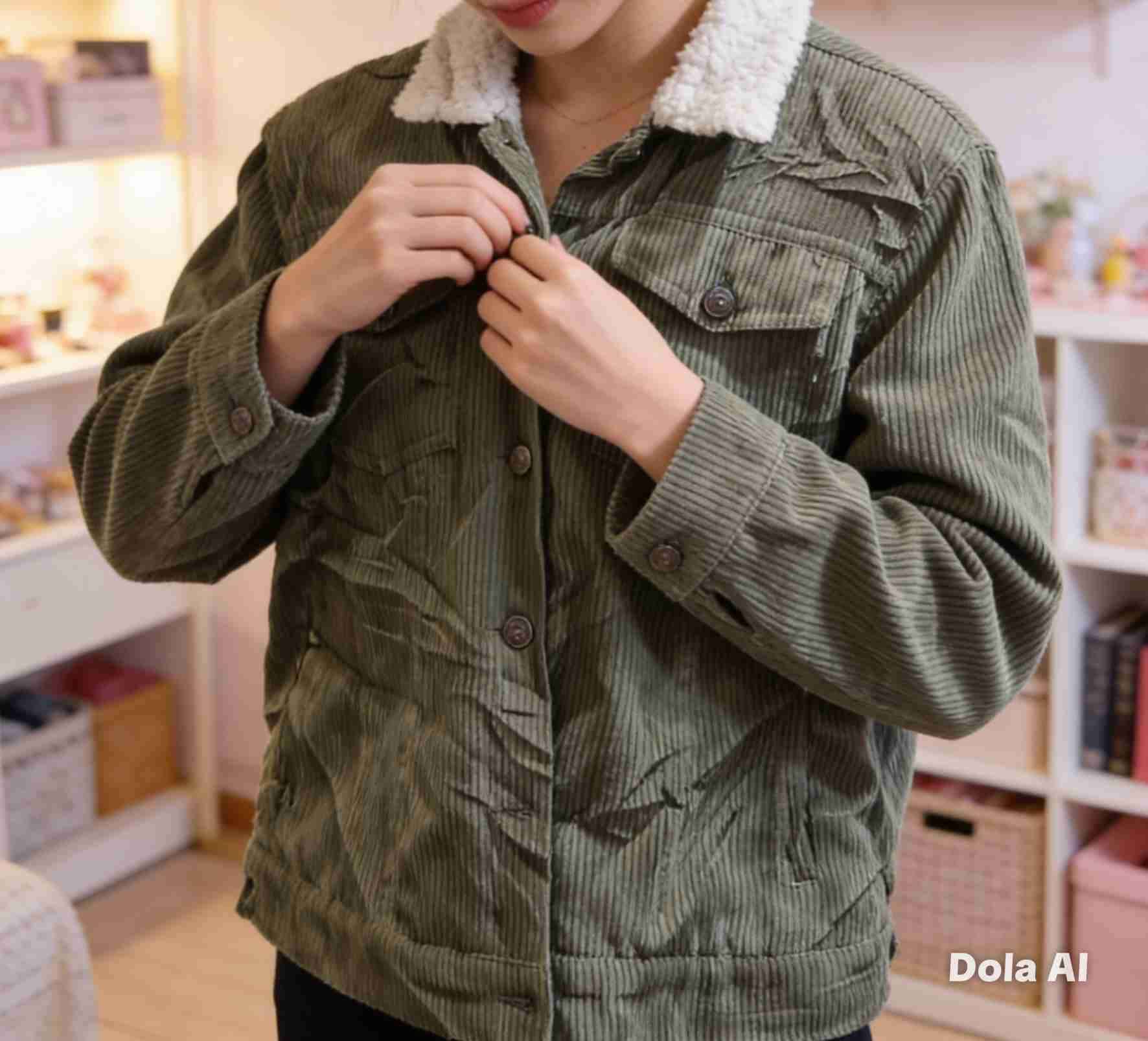 Chaqueta verde de corderoy