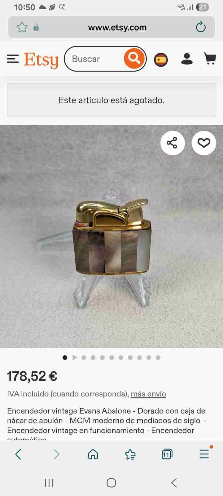 Encendedor vintage dorado - miniatura 1