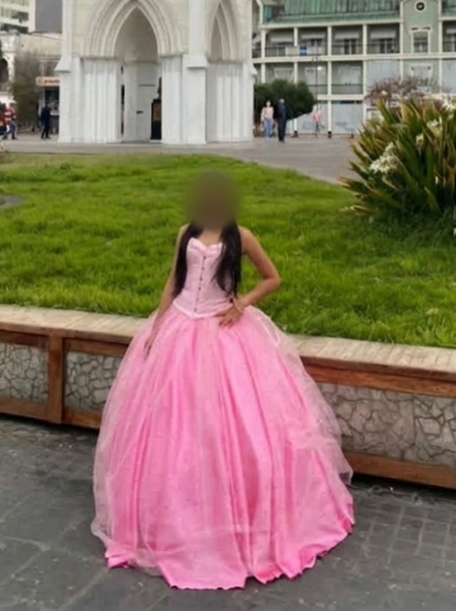 Vestido de fiesta de 15años  rosa largo