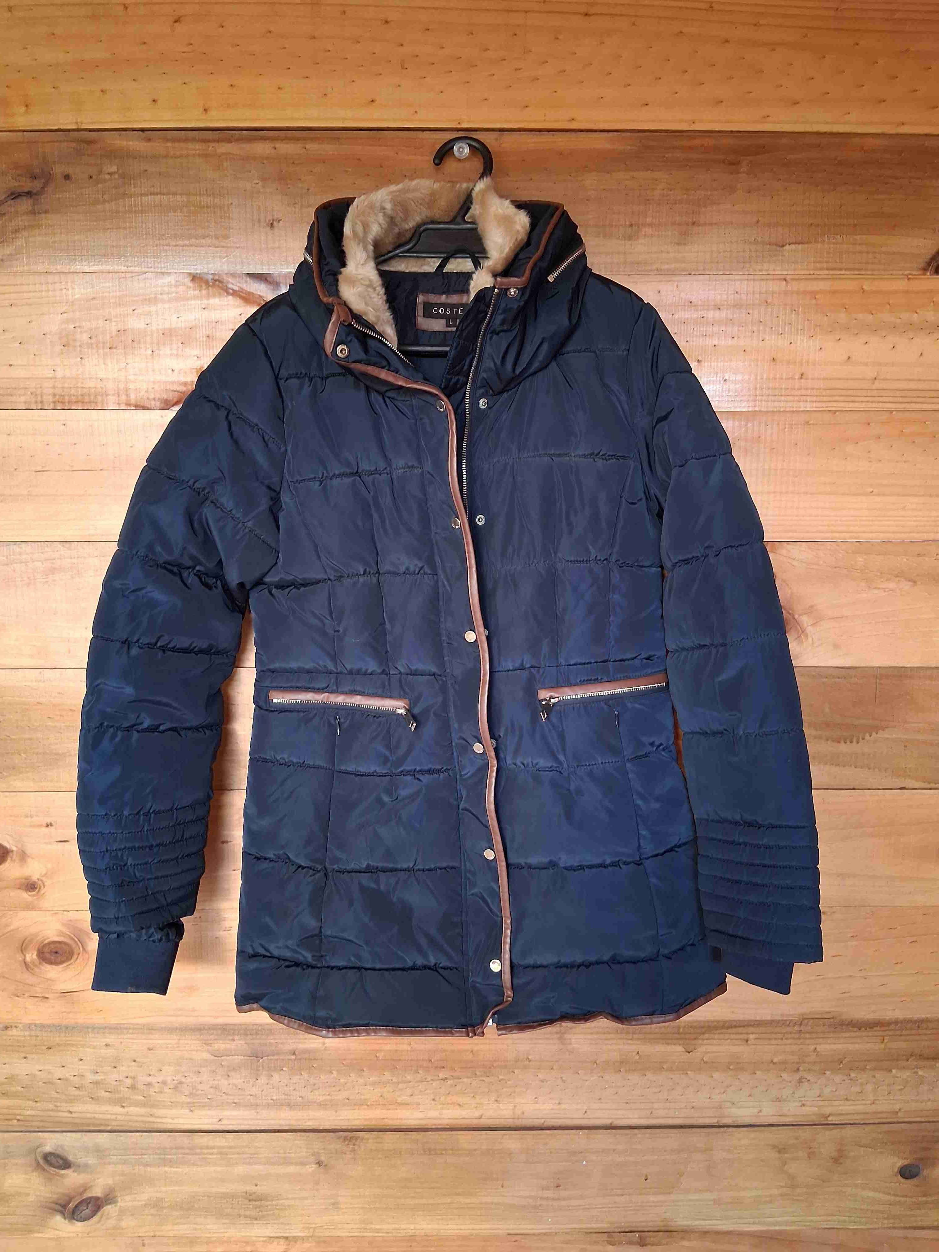 Abrigo acolchado azul con capucha - miniatura 1