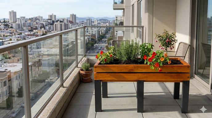 Macetero de madera con patas color caoba - miniatura 1