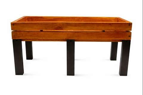 Macetero de madera con patas color caoba - miniatura 2