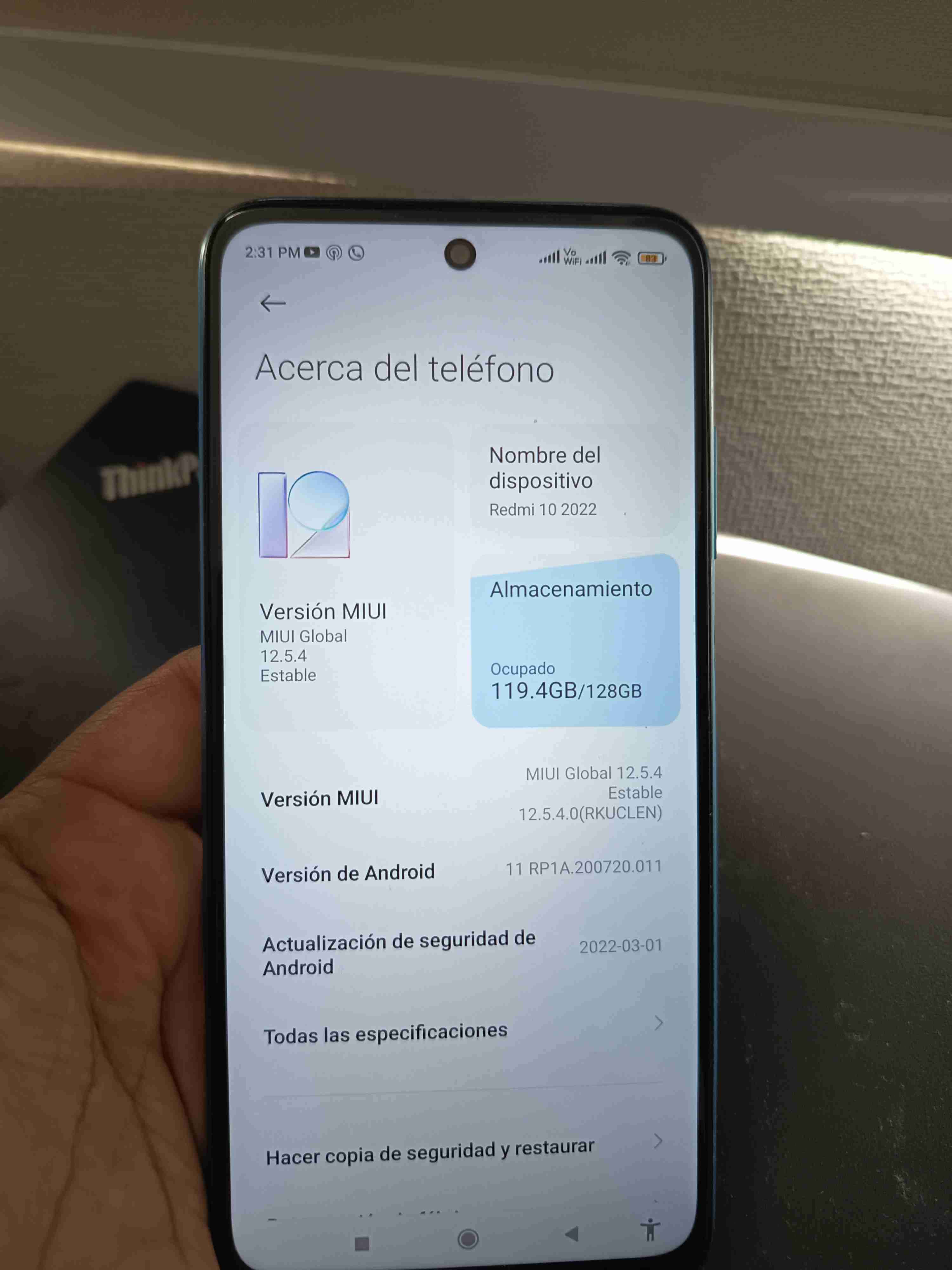 Teléfono Redmi 10 2022 128GB - miniatura 1